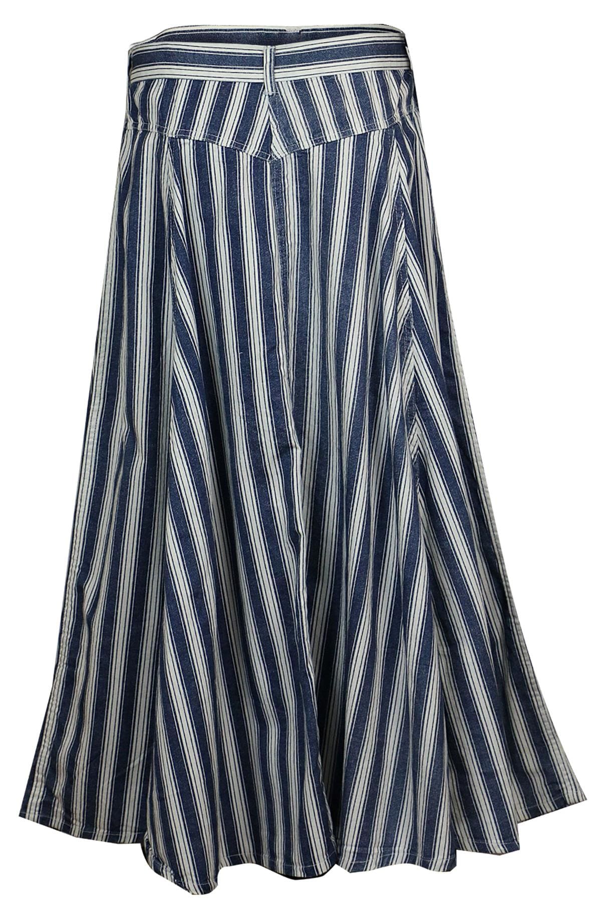 Blue and White Stripe Cotton Long Skirt for Women | Clove Jeans