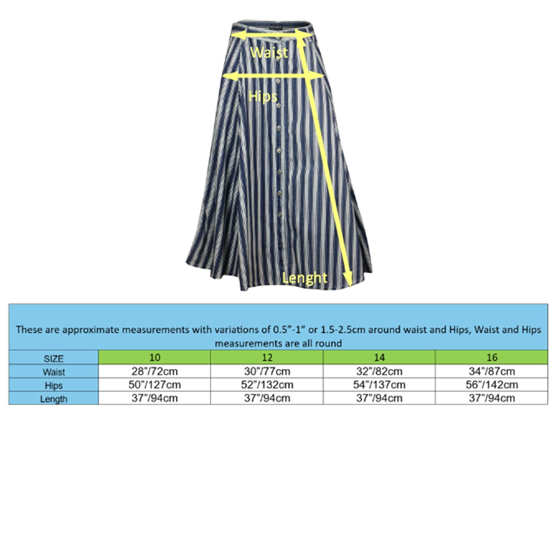 Blue and White Stripe Cotton Long Skirt for Women | Clove Jeans