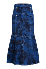 Blue-Black Tie-Dye A Line Denim Skirt - UK 10-24| Clove Jeans