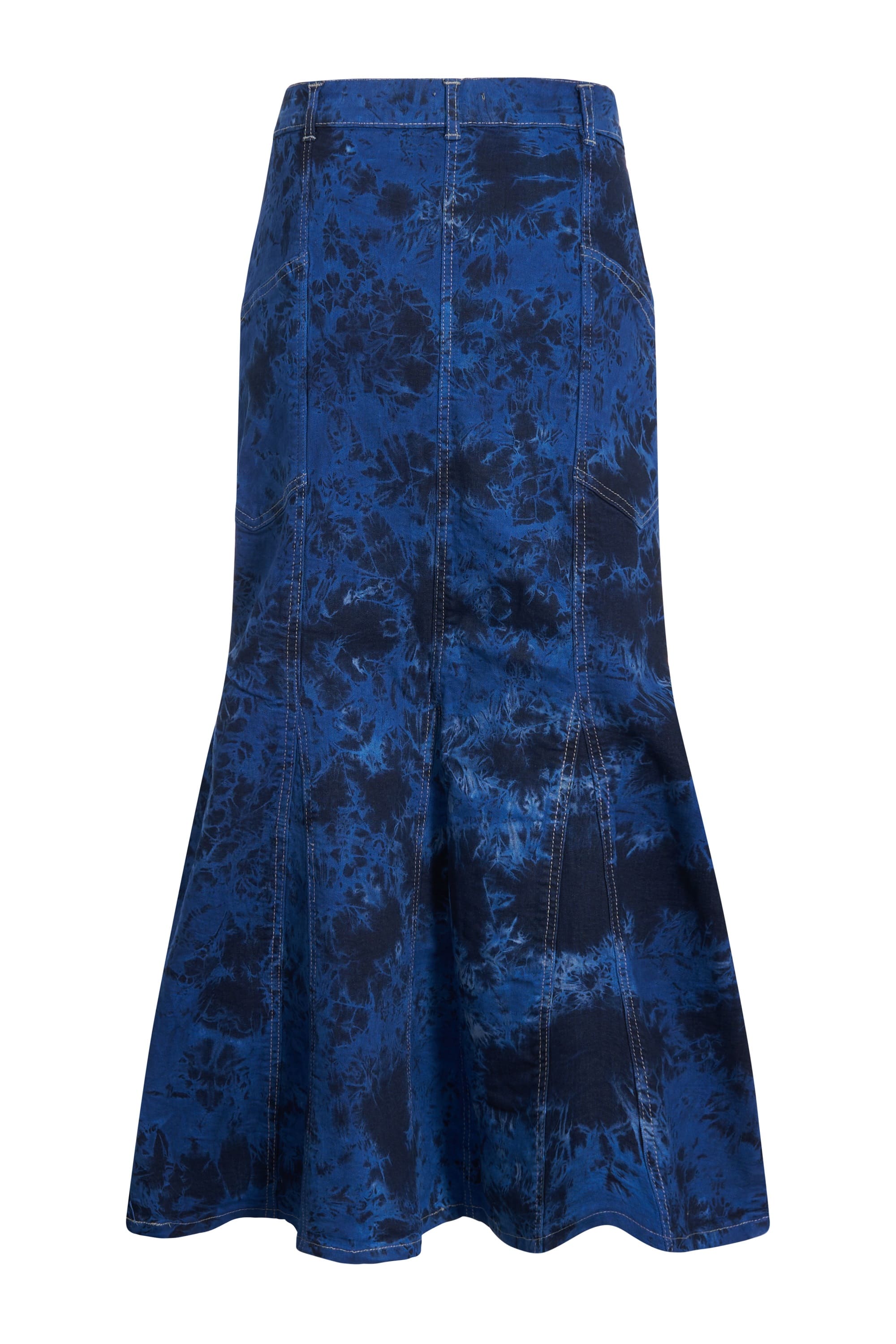 Blue-Black Tie-Dye A Line Denim Skirt - UK 10-24| Clove Jeans