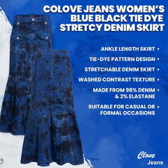 Blue-Black Tie-Dye A Line Denim Skirt - UK 10-24| Clove Jeans