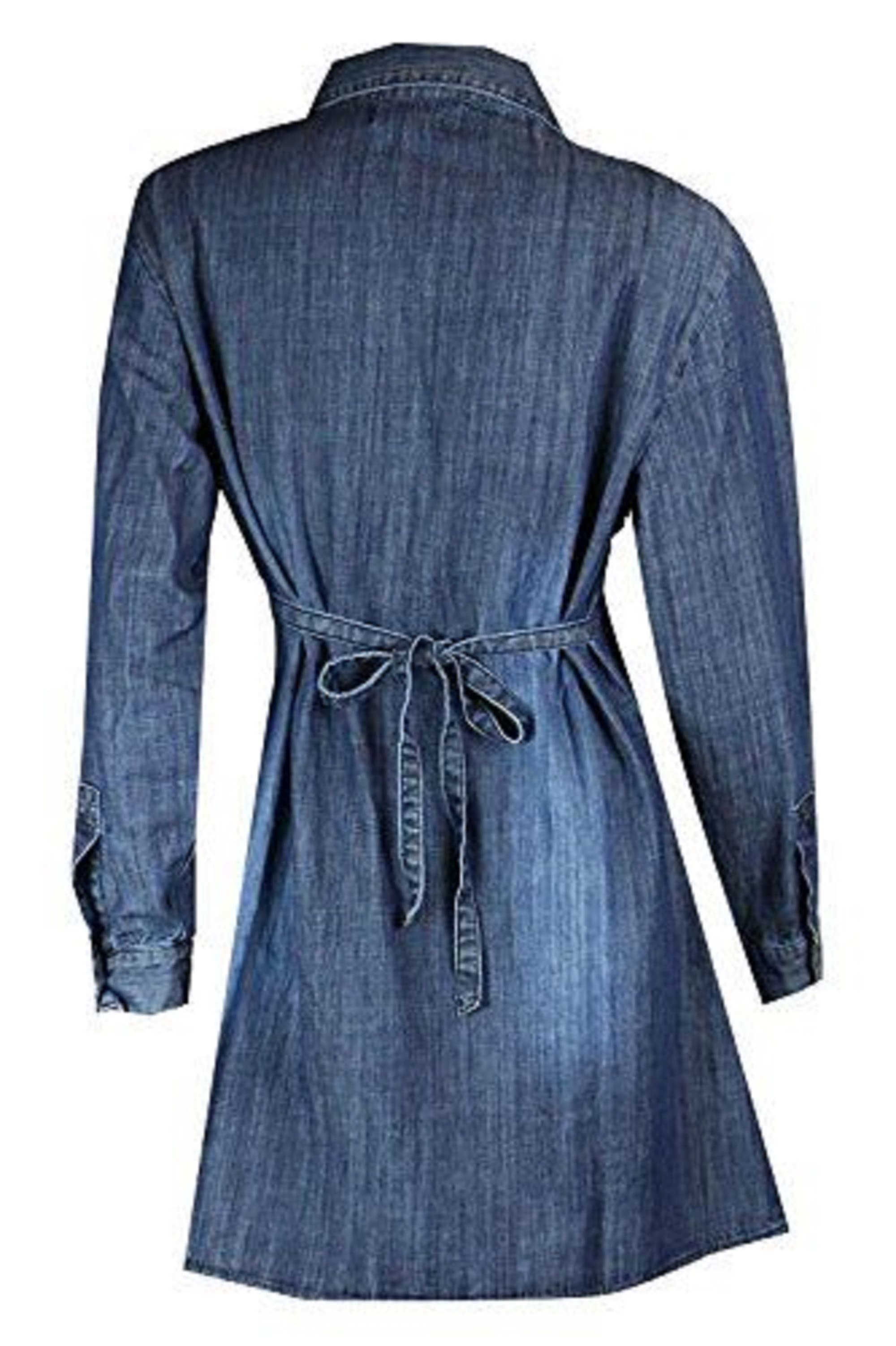 Blue Cotton Denim A-Line Skater Dress for Women | Clove Jeans