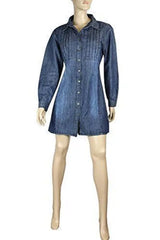 Blue Cotton Denim A-Line Skater Dress for Women | Clove Jeans