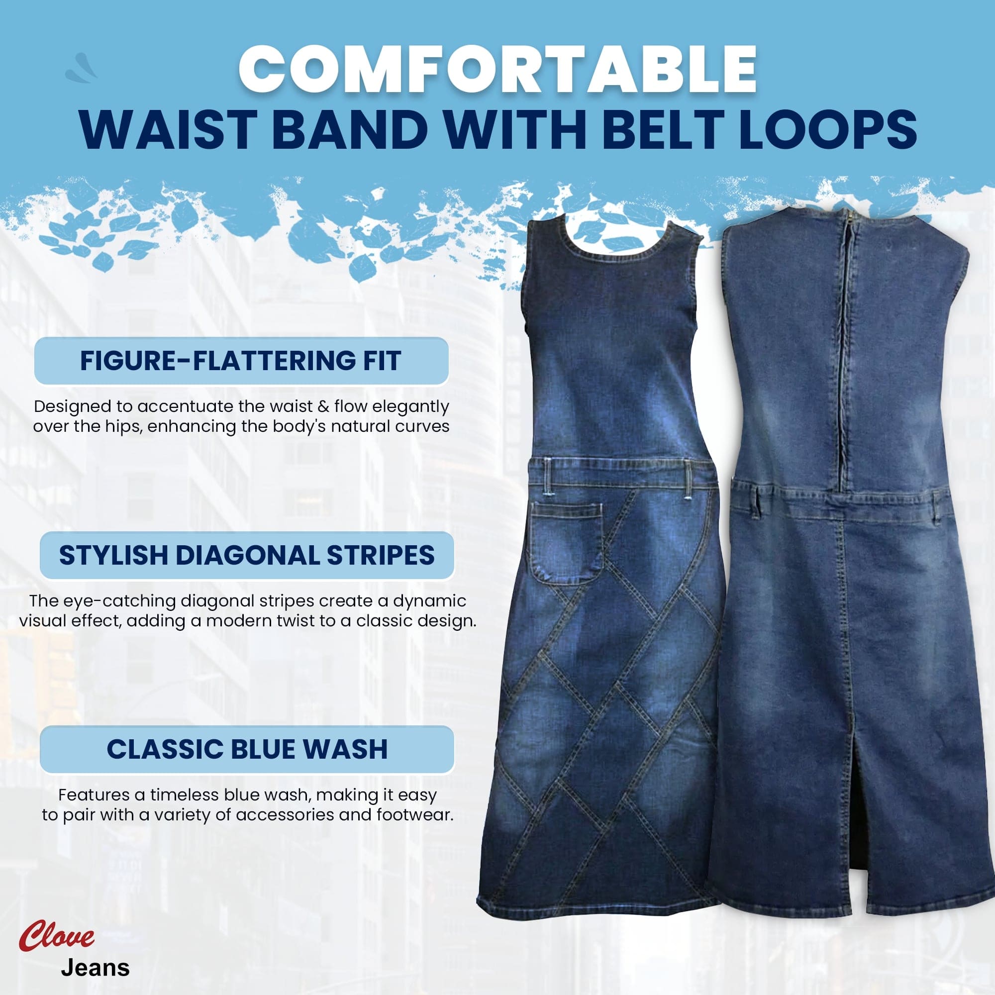 Blue Denim A-Line Midi Dress Plus Size 10-24