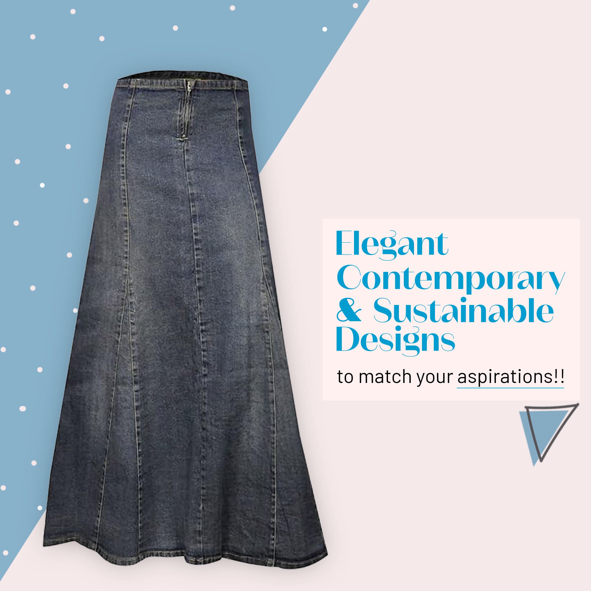Blue Denim A-Line Skirt for Women - Ankle Length | Clove Jeans