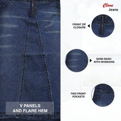 Blue Denim Knee-Length A-Line Short Skirt 12-24 | Clove Jeans