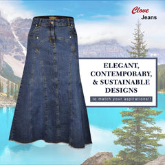 Blue Denim Maxi Skirt – A-Line, Ankle Length 12–24 | Clove Jeans