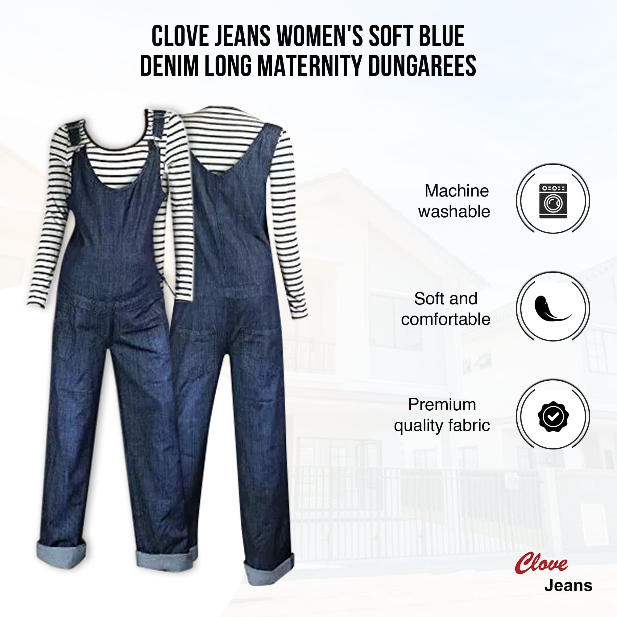 Blue Denim Tall Ladies Maternity Dungarees 10-24 | Clove Jeans