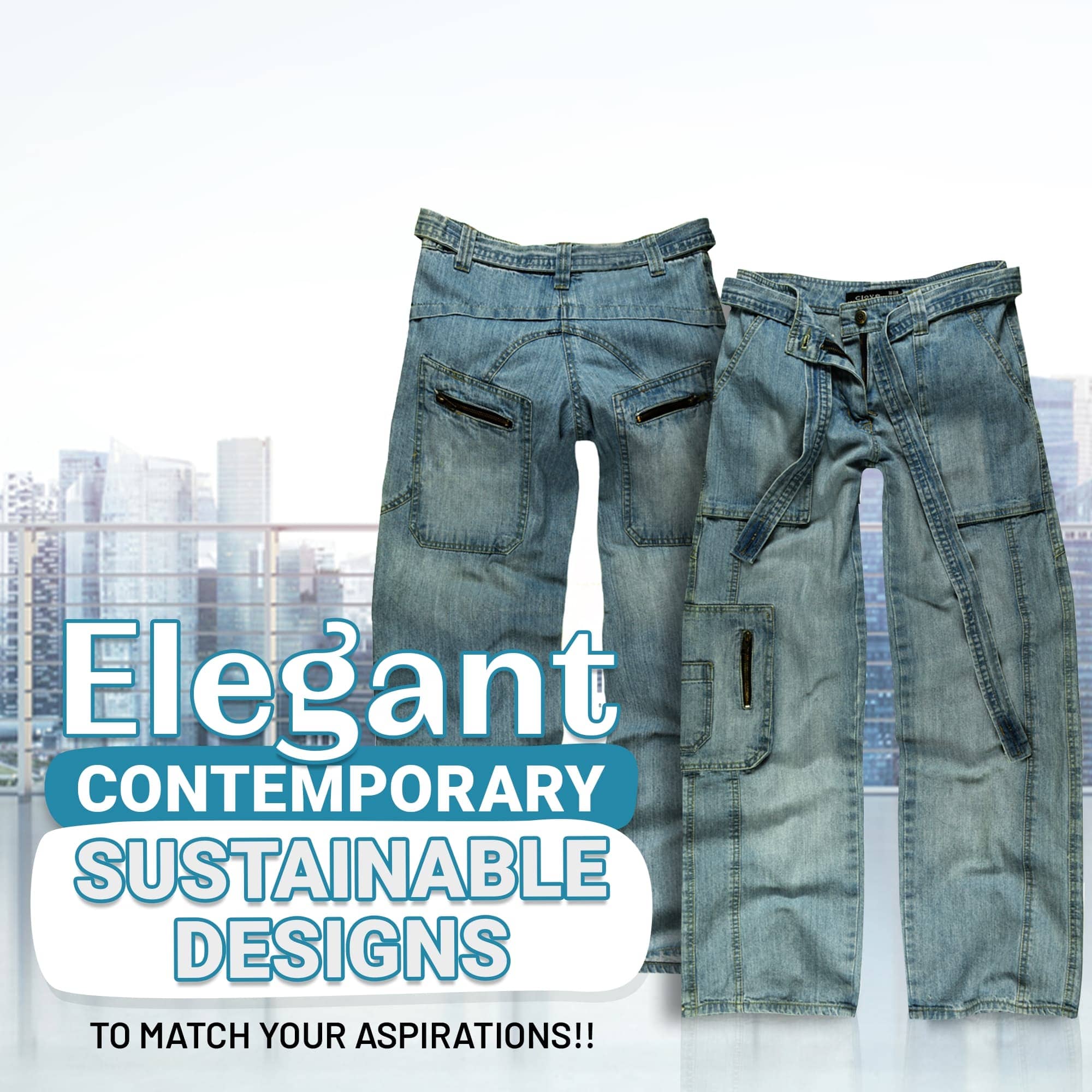 Blue Mid-Waisted Wide Leg Cargo Jeans for Women | Clove Jeans