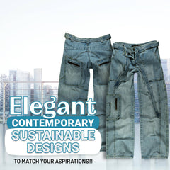 Blue Mid-Waisted Wide Leg Cargo Jeans for Women | Clove Jeans