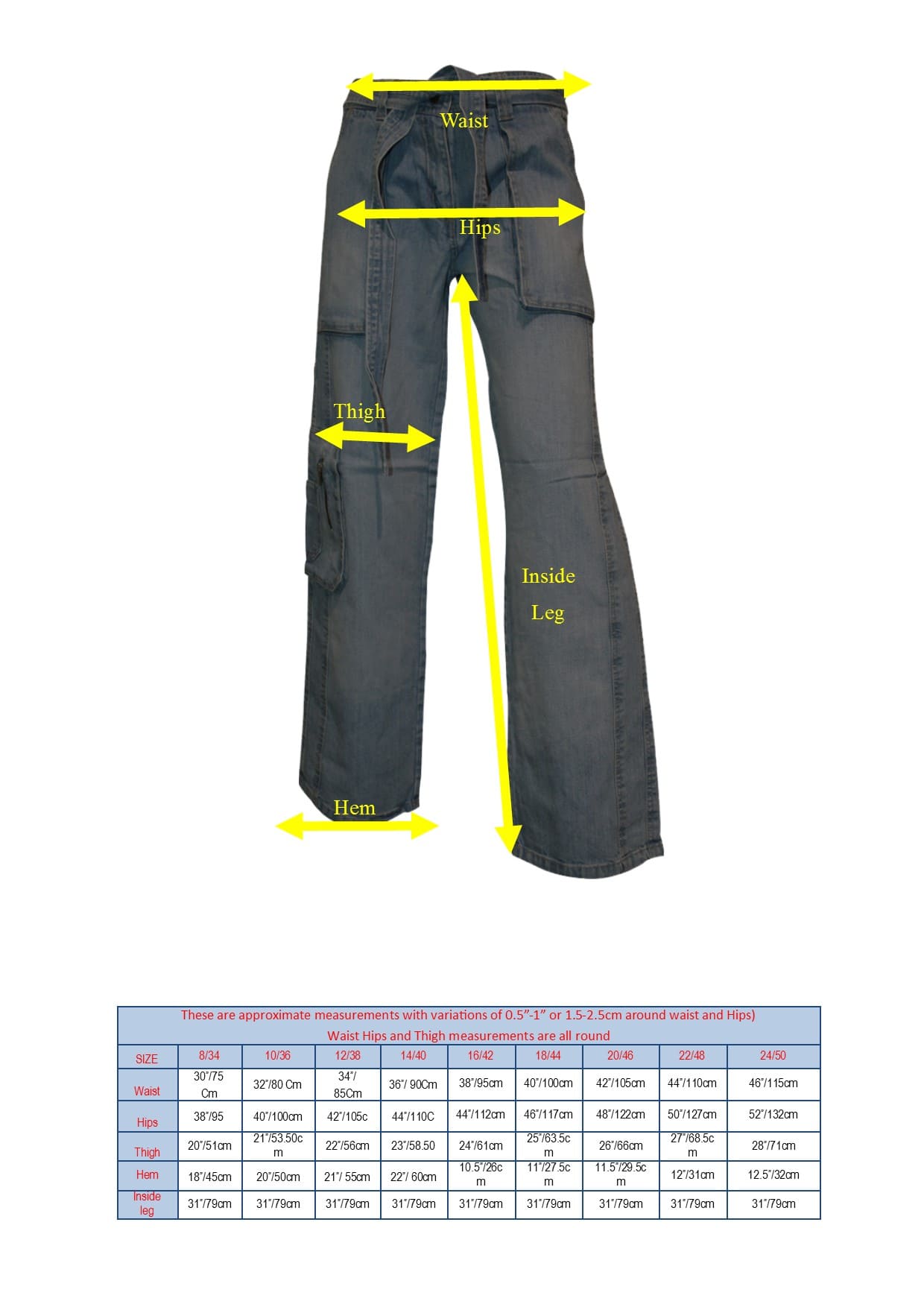 Blue Mid-Waisted Wide Leg Cargo Jeans for Women | Clove Jeans