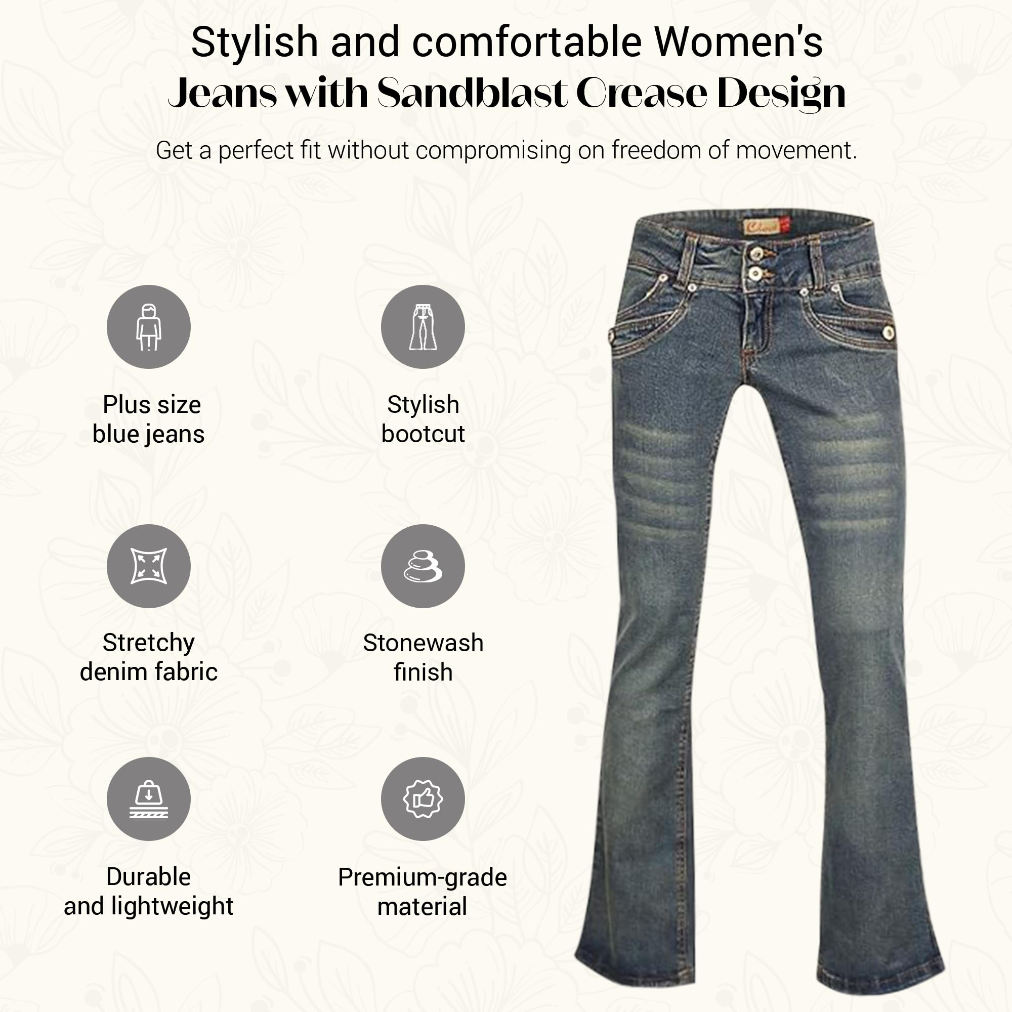 Bootcut Jeans for Women, Blue Denim, Plus 12–24 | Clove Jeans