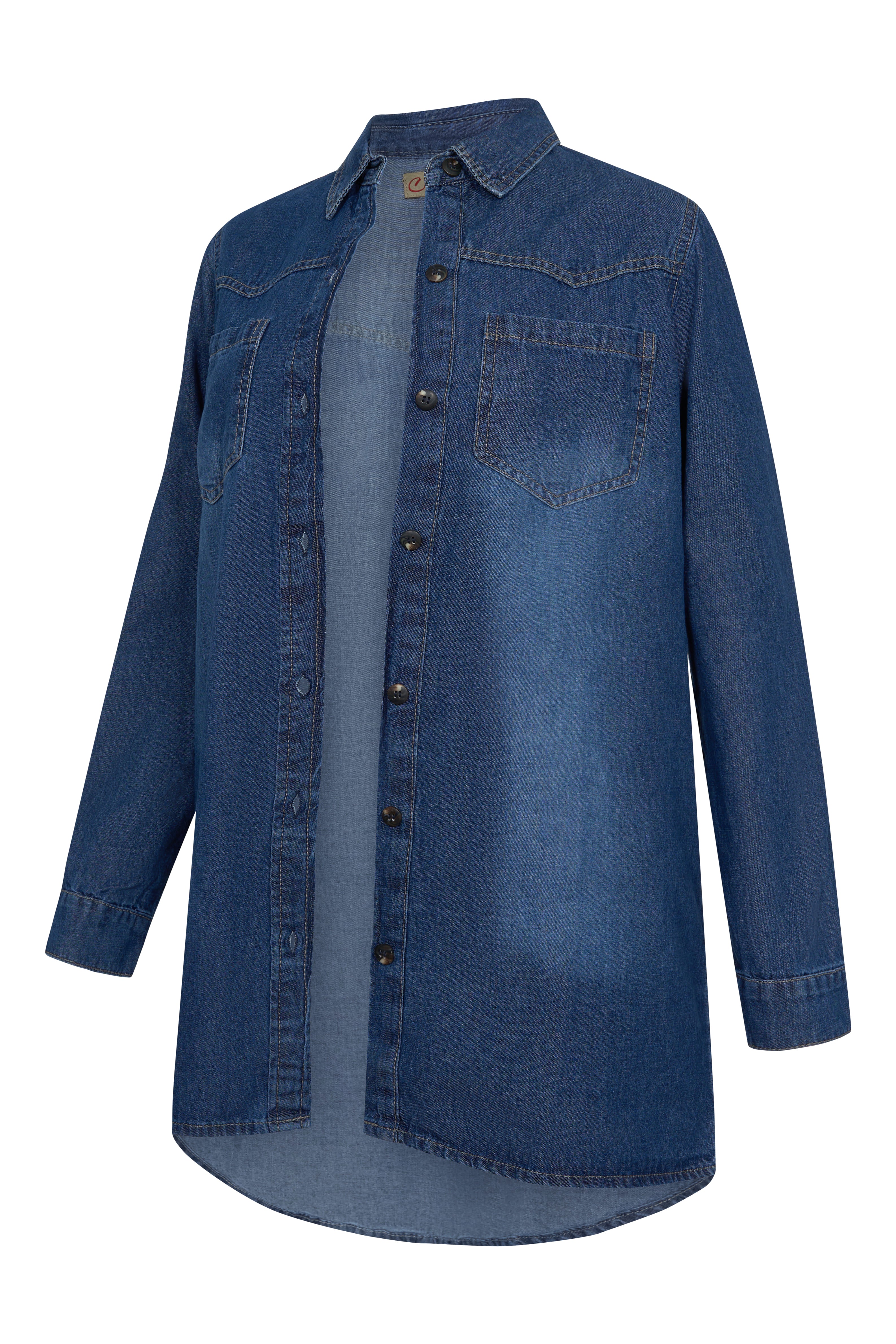 Denim Long Shirt Blouse - Plus Size Western Blouse | Clove Jeans 