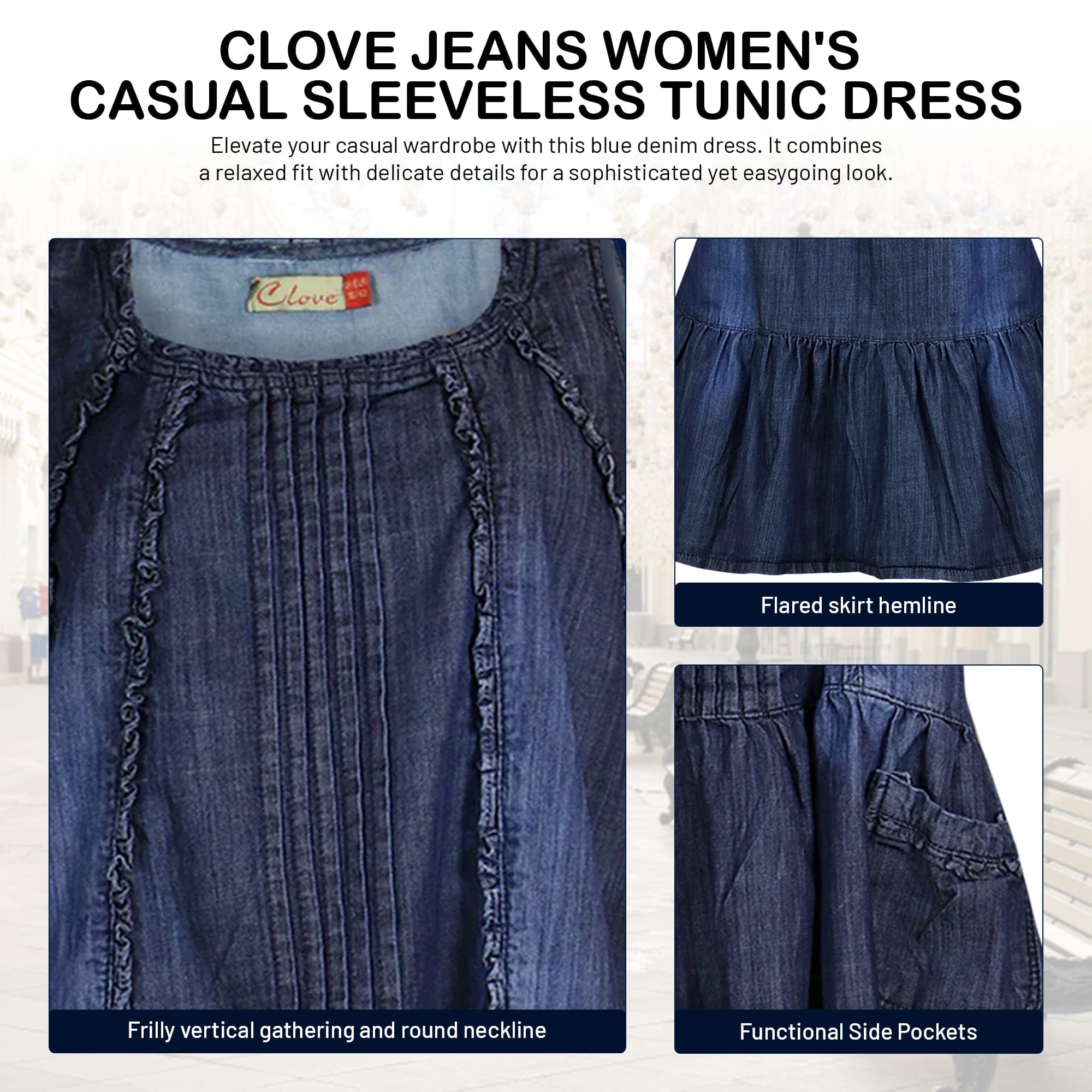Denim Sleeveless Short - Tunic Dress Plus Size | Clove Jeans