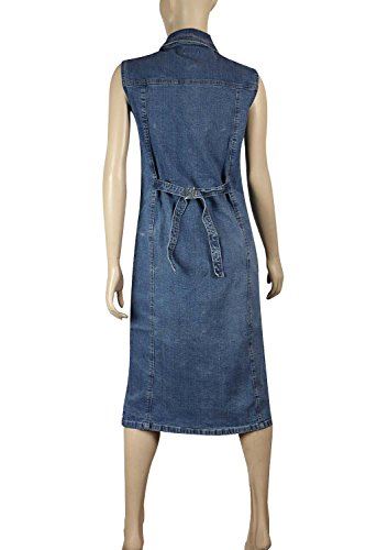 Blue Stretch Denim Sleeveless Long Casual Dress Plus Size 12 14 16 18 20 22 24