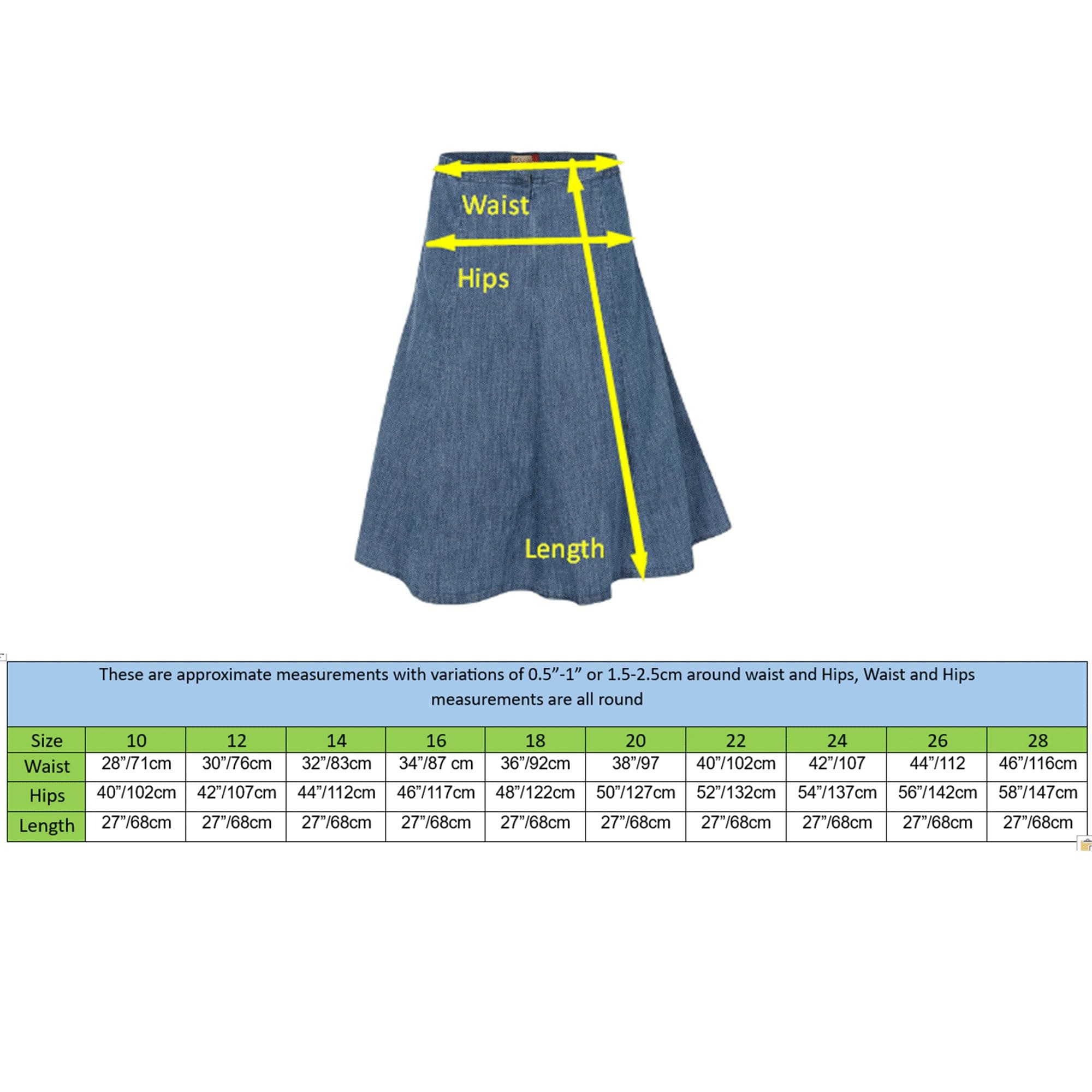 Flawless A-Line Denim Skirt Below Knee 10-28 | Clove Jeans