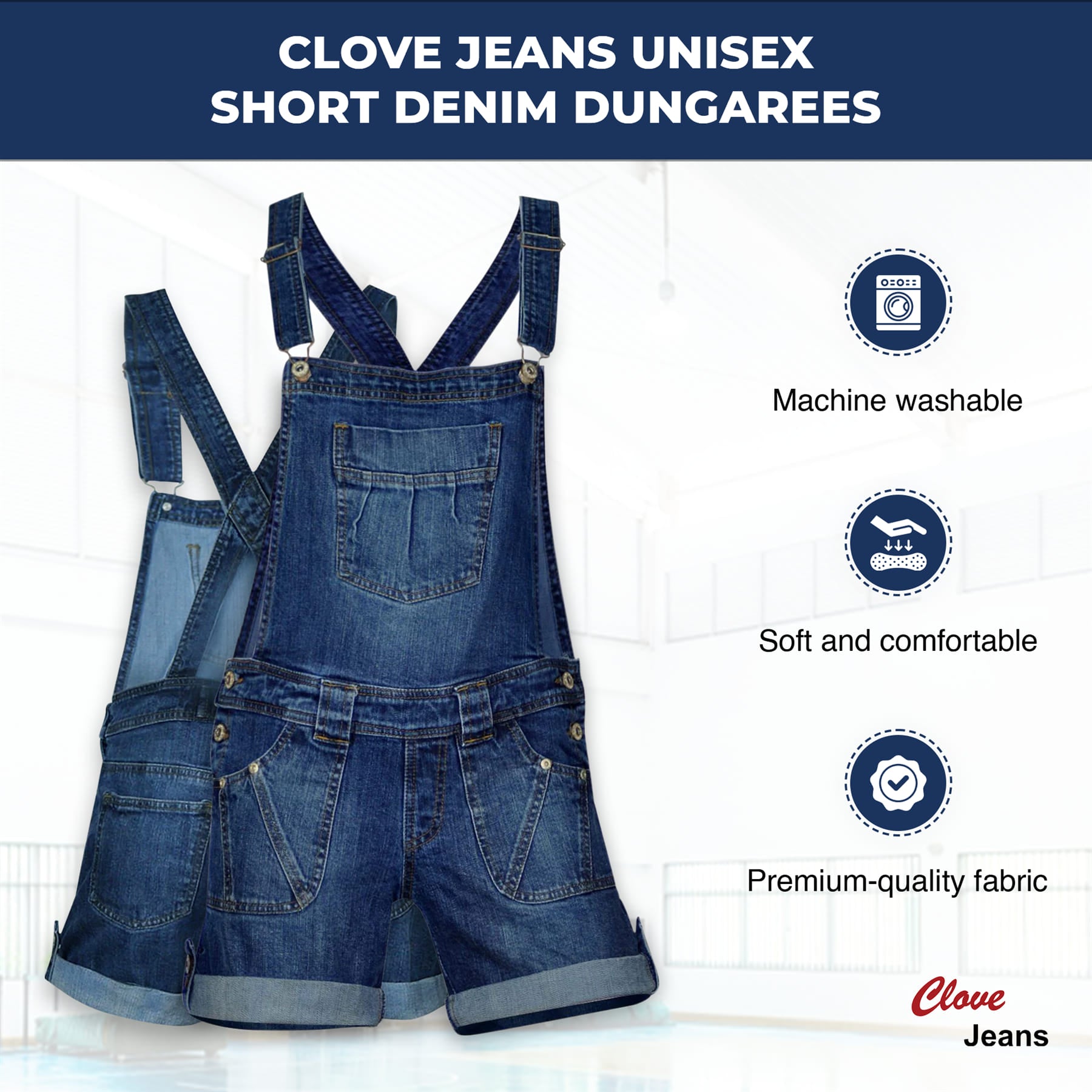 Kids Short Denim Dungarees & Overalls 7-13 Years | Clove Jeans