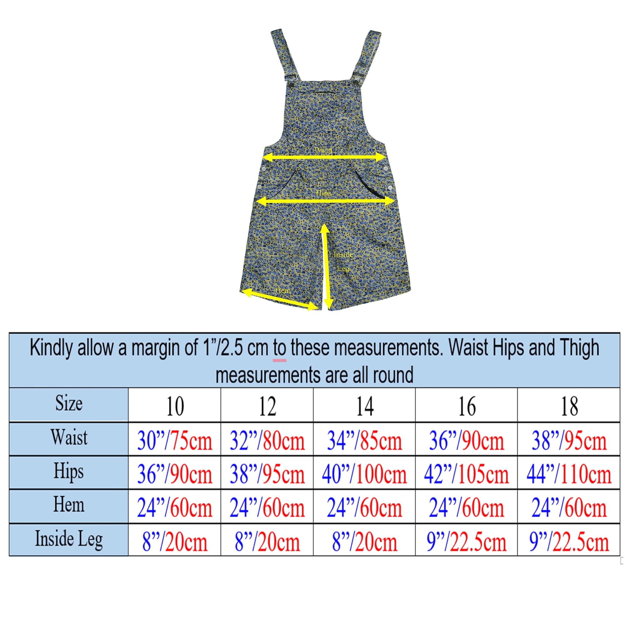 Ladies Floral Cotton Short Dungarees Women UK 10-18 | Clove Jeans