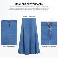 Long A-Line Denim Skirt for Women - Maxi Skirt | Clove Jeans