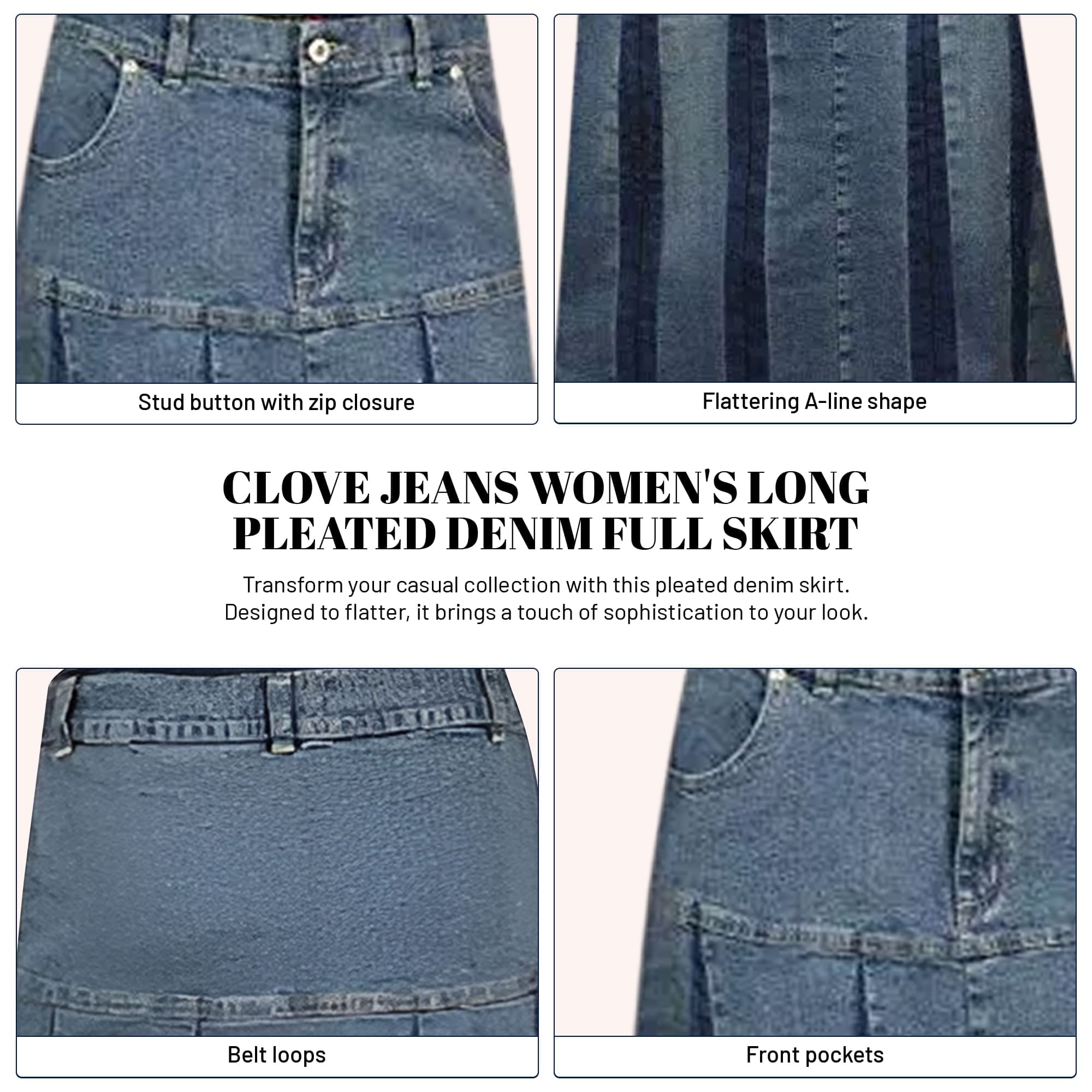 Long Blue Denim A-Line Maxi Skirt for Women | Clove Jeans