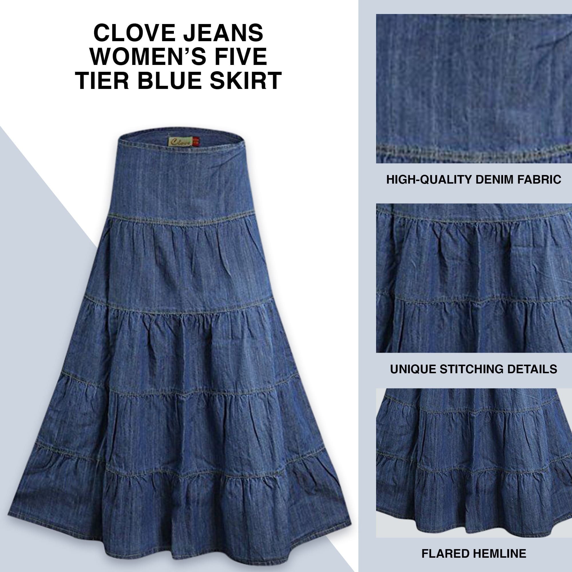 Long Blue Denim Maxi Skirts for Women 12-24 | Clove Jeans