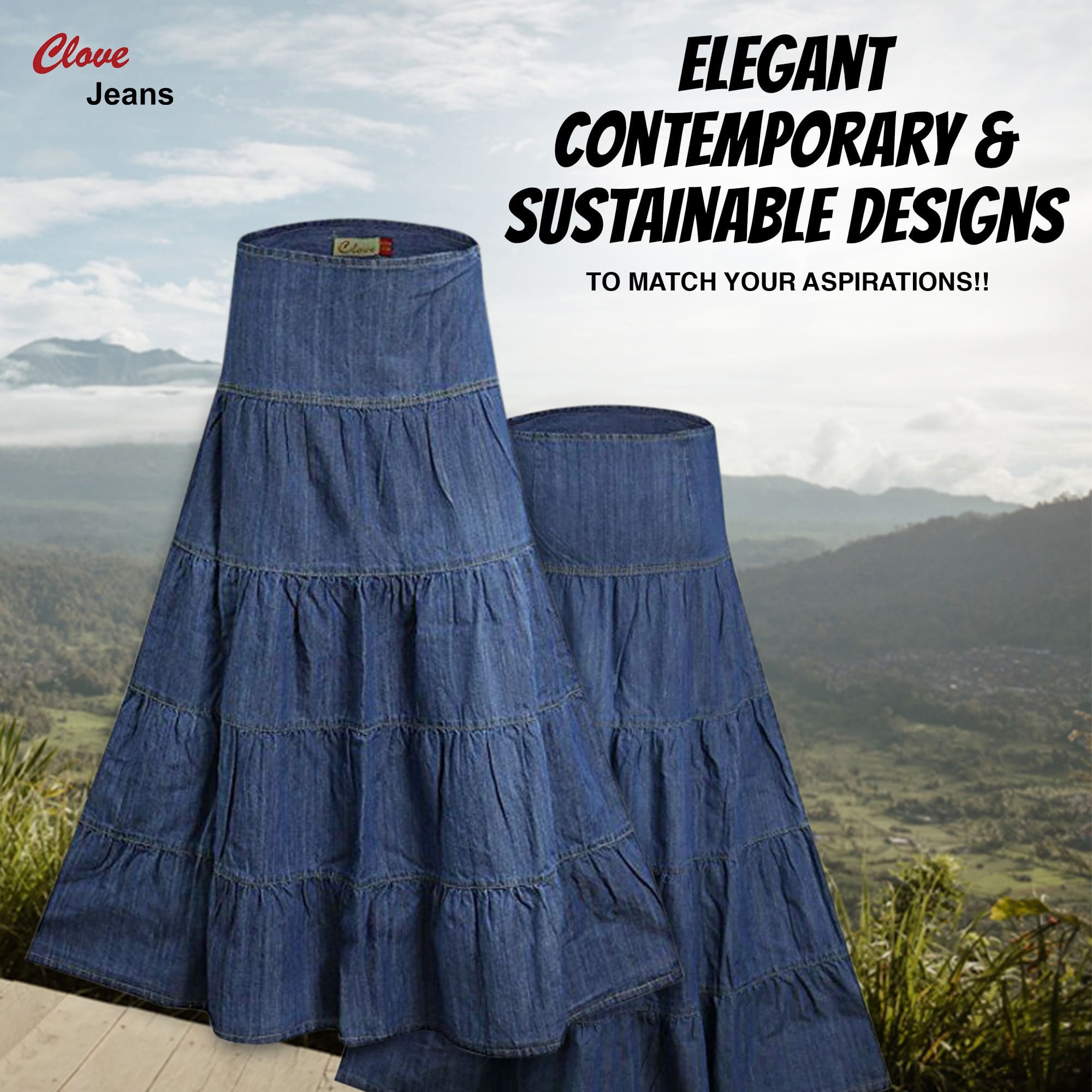 Long Blue Denim Maxi Skirts for Women 12-24 | Clove Jeans