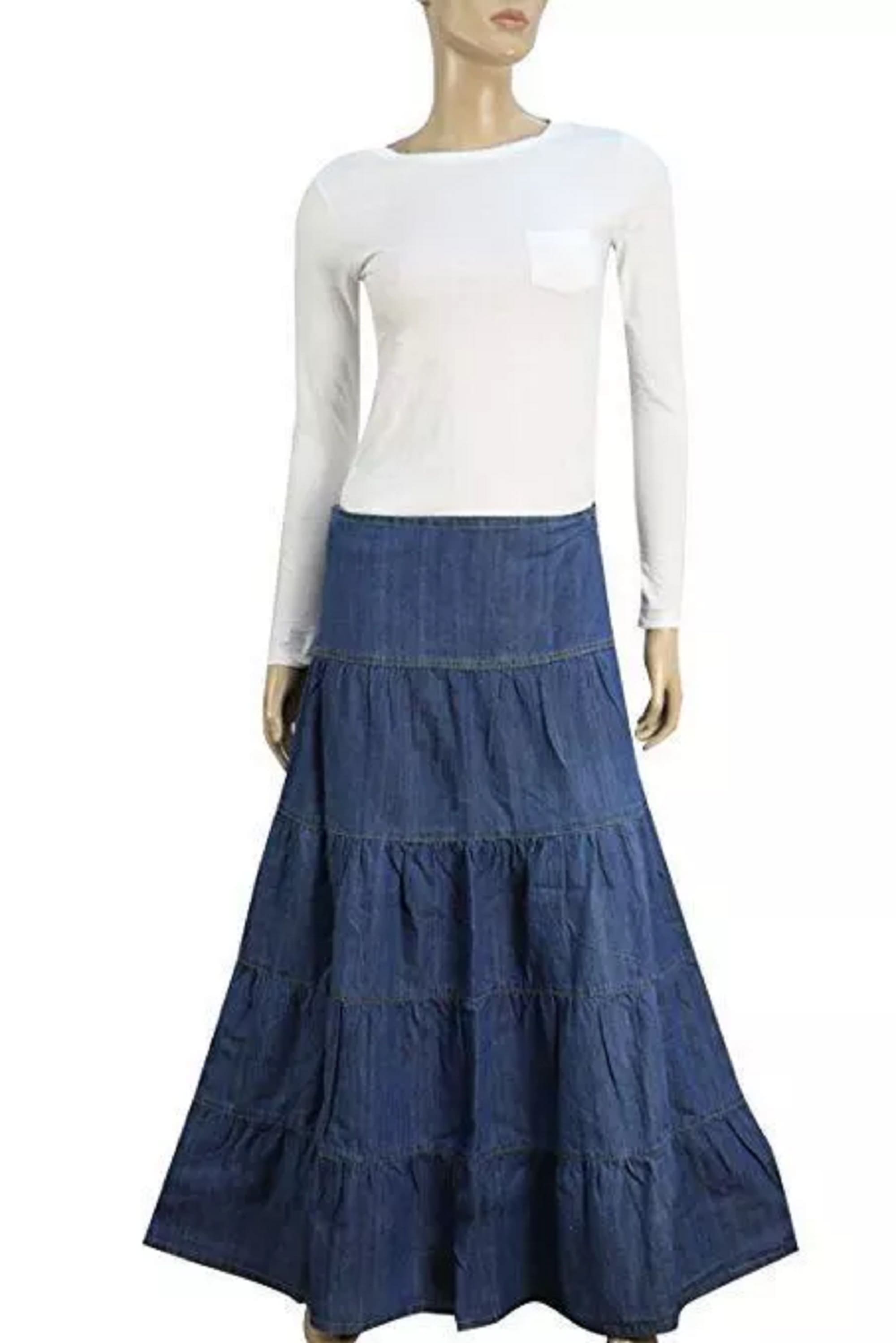 Long Blue Denim Maxi Skirts for Women 12-24 | Clove Jeans