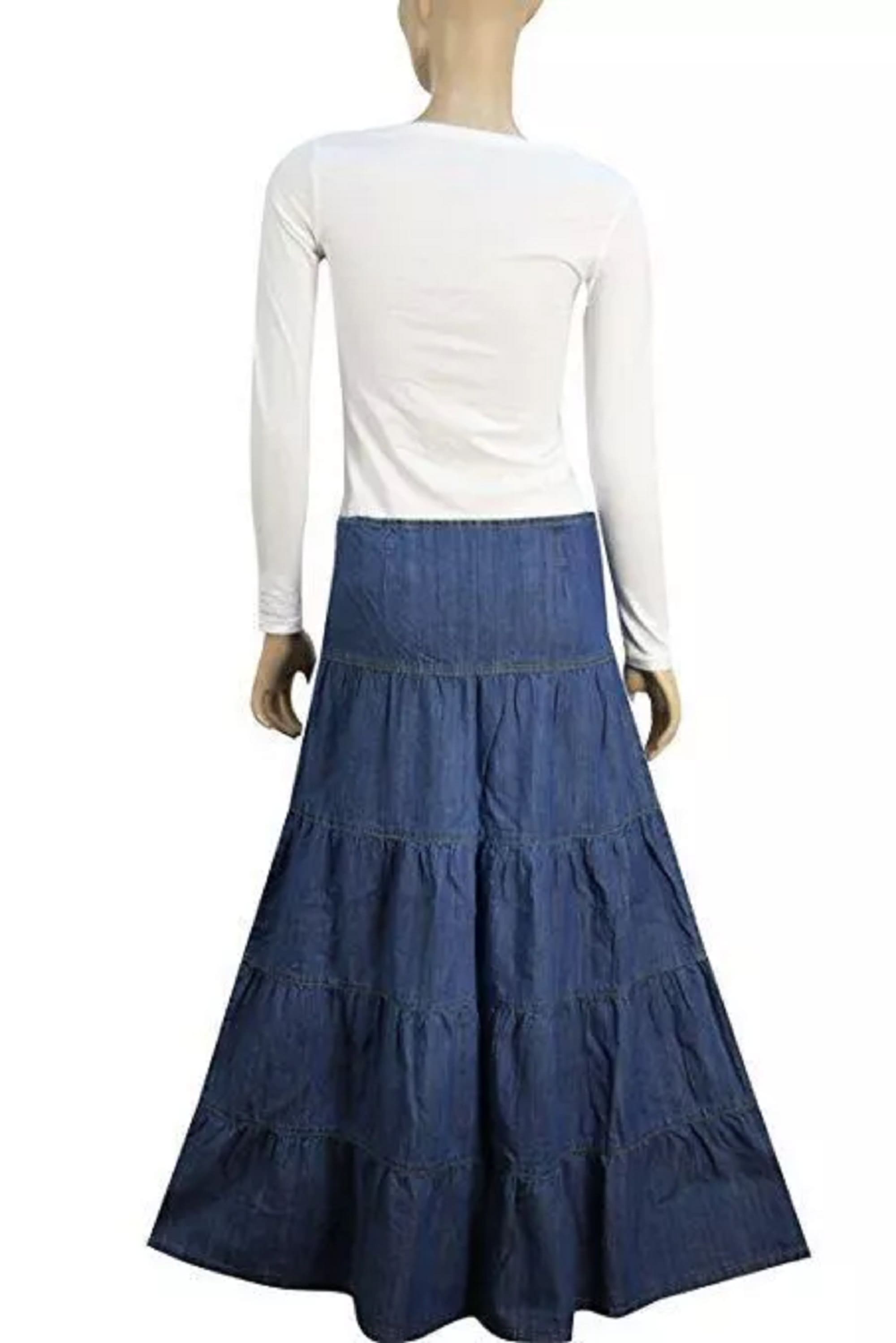 Long Blue Denim Maxi Skirts for Women 12-24 | Clove Jeans