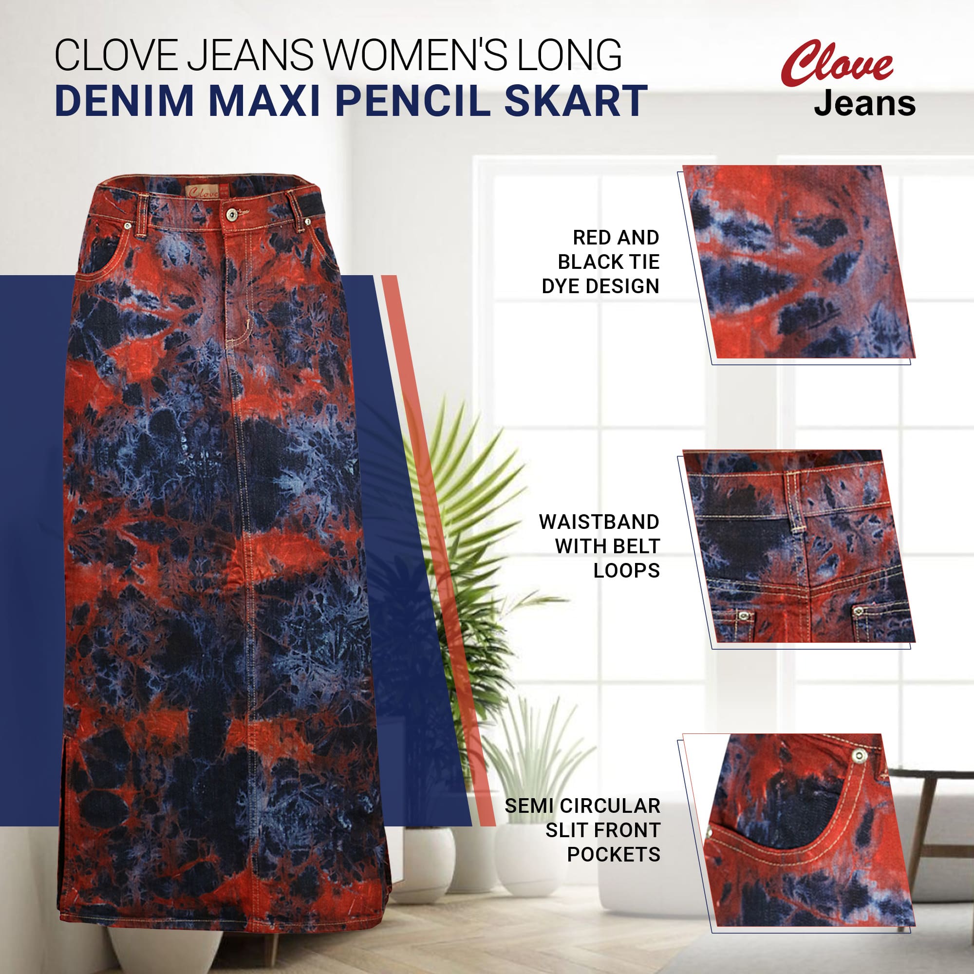 Long Denim Maxi Skirt - Plus Size Pencil Skirt | Clove Jeans