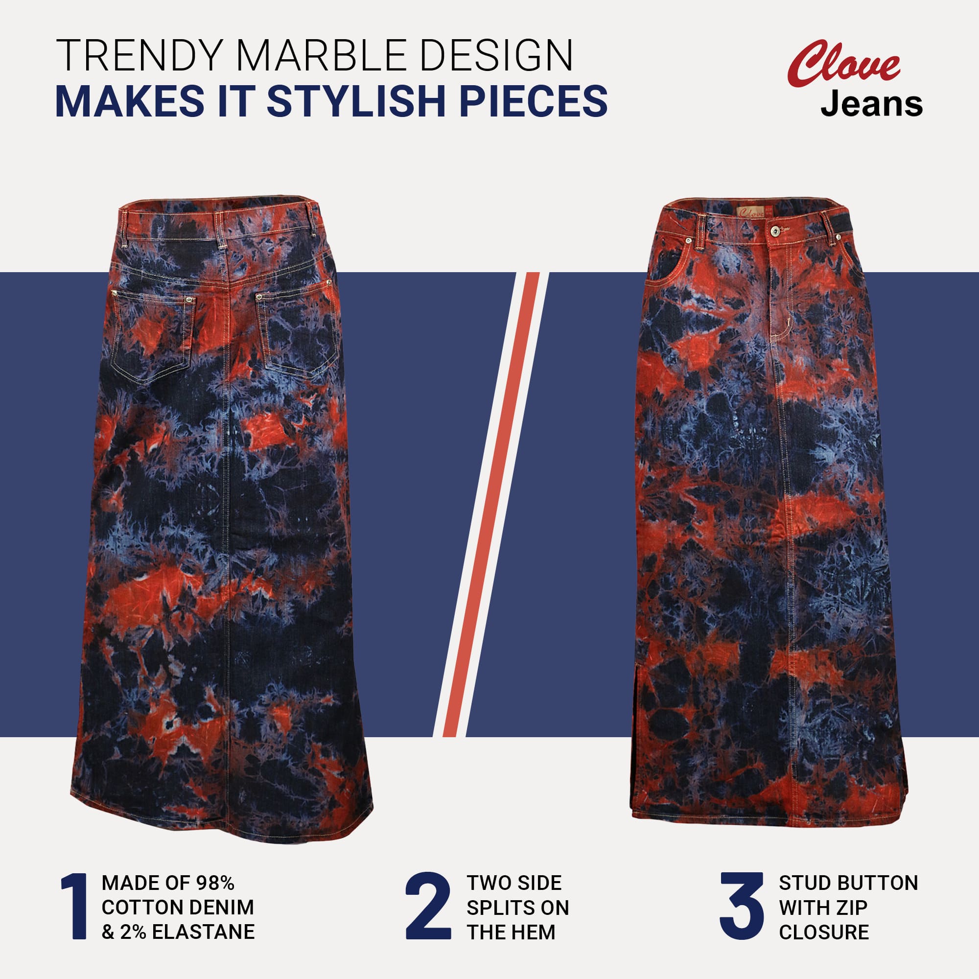 Long Denim Maxi Skirt - Plus Size Pencil Skirt | Clove Jeans