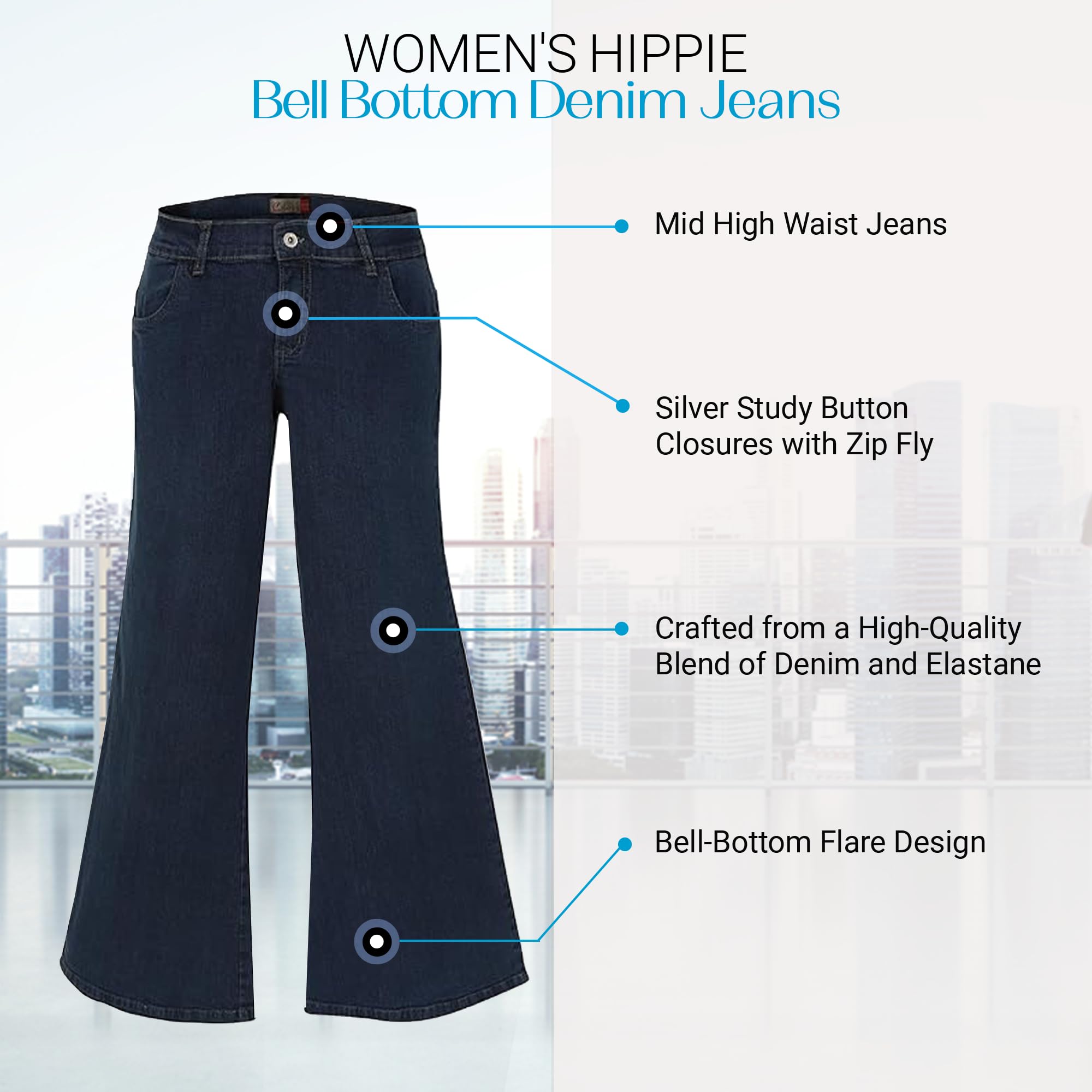 Plus Size Bell Bottom Jeans - Flared Light Blue | Clove Jeans