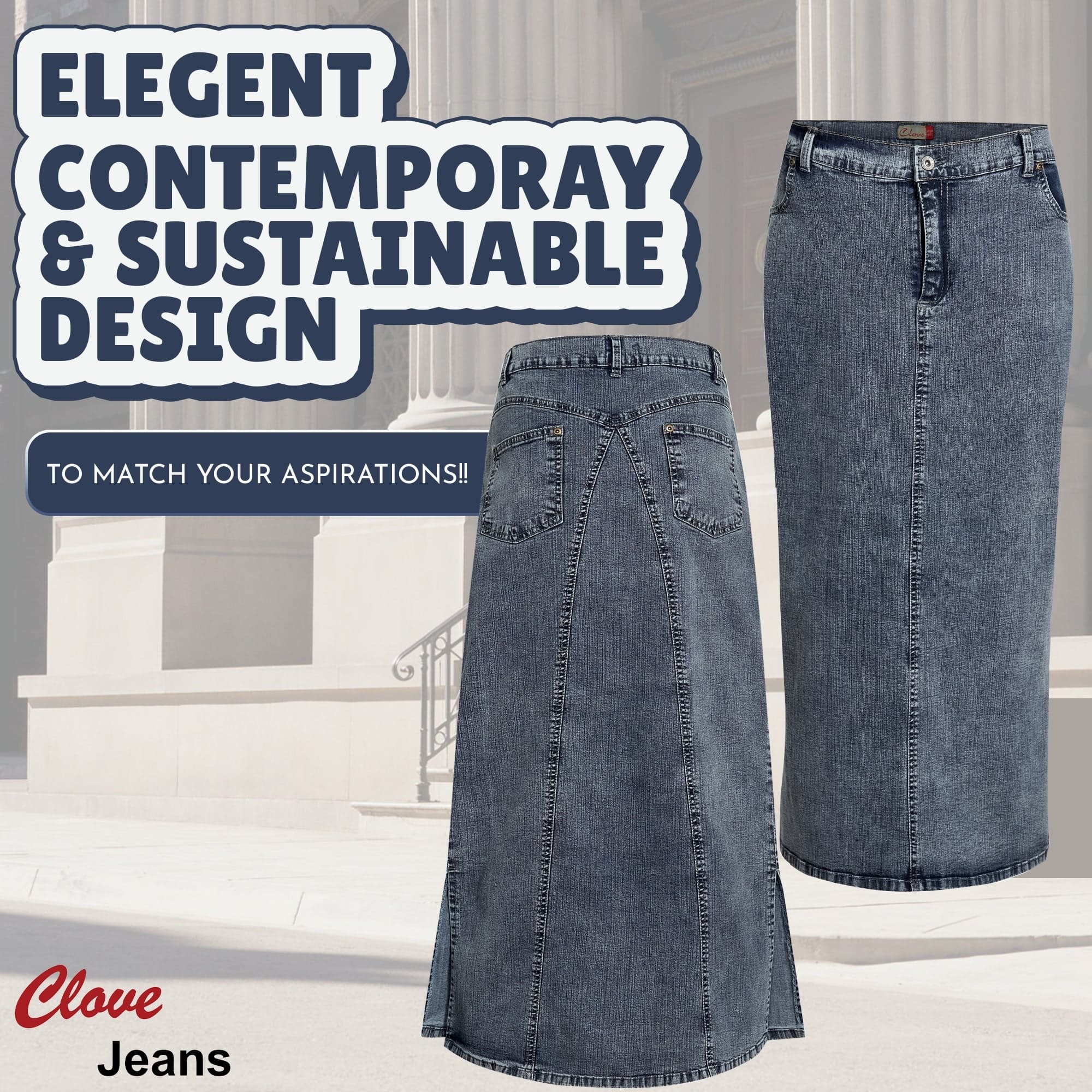 Plus Size Long Denim Maxi Pencil Skirt for Women | Clove Jeans