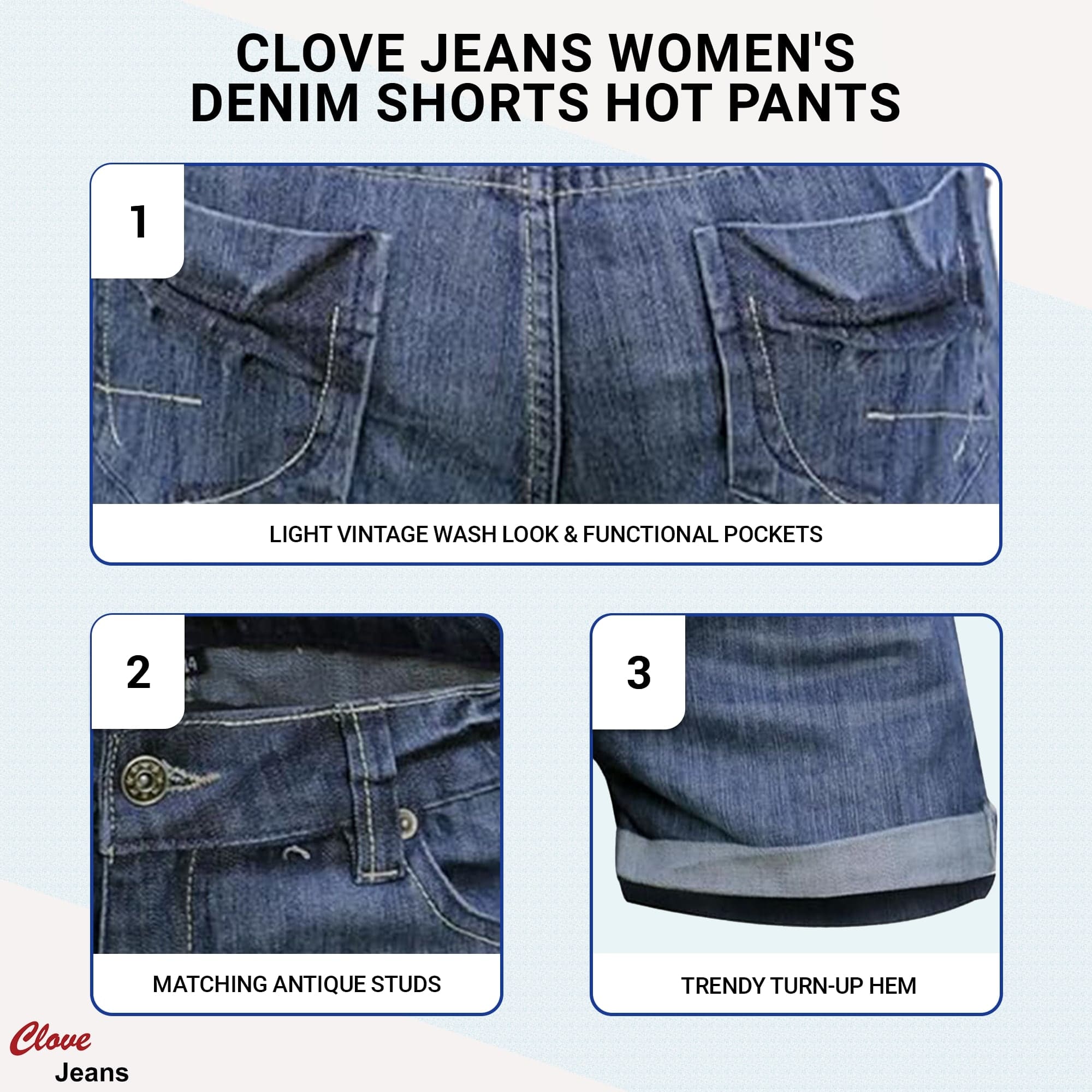 Plus Size Soft Wash Stretch Denim Shorts for Women | Clove Jeans