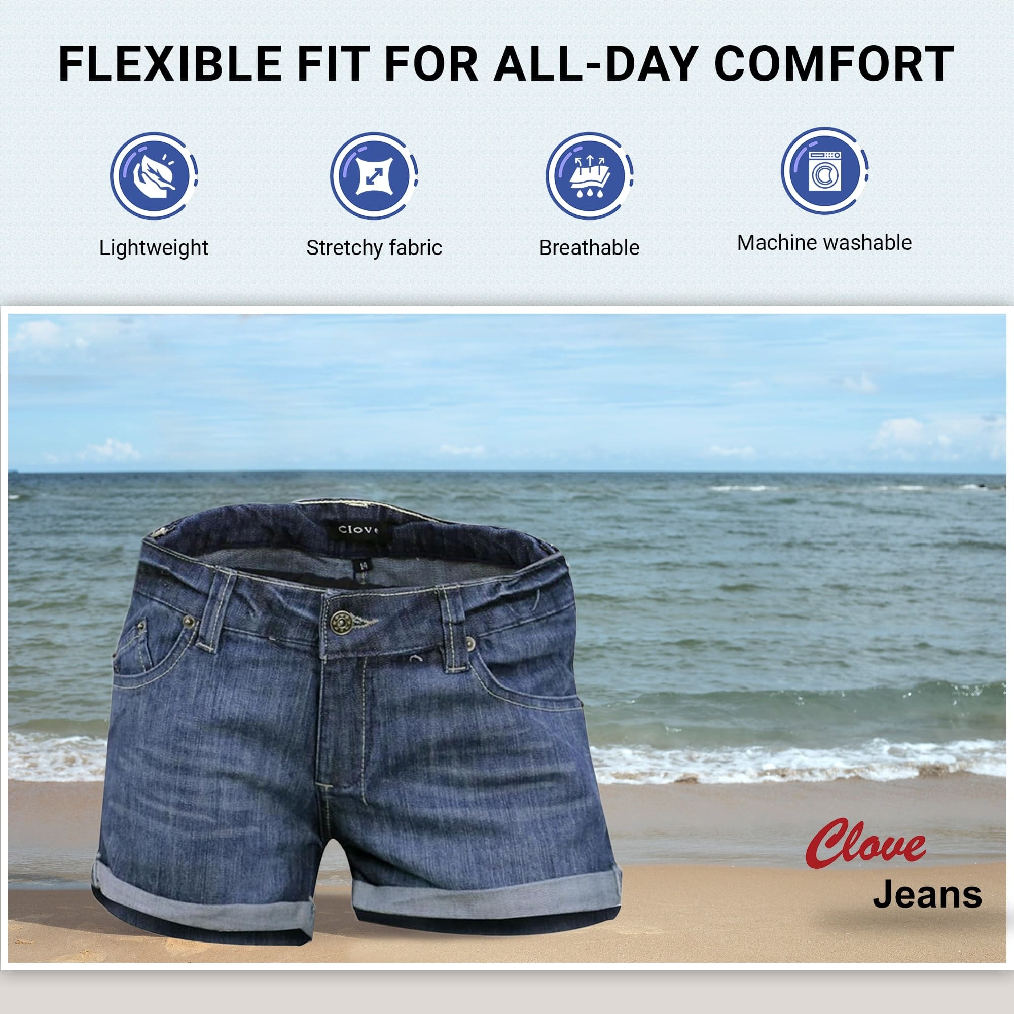 Plus Size Soft Wash Stretch Denim Shorts for Women | Clove Jeans