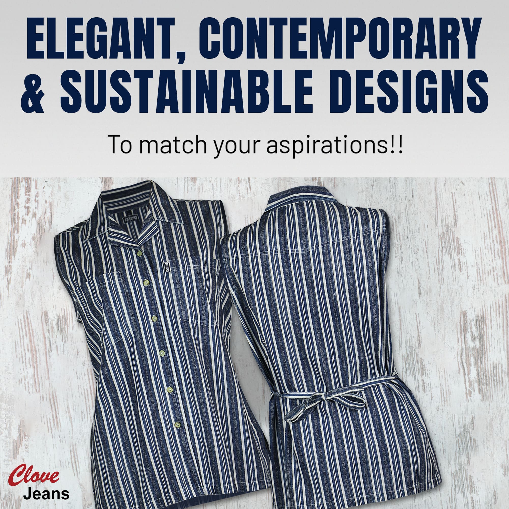 Sabica Blue-Grey Cotton Women's Striped Shirt Plus | Clove Jeans