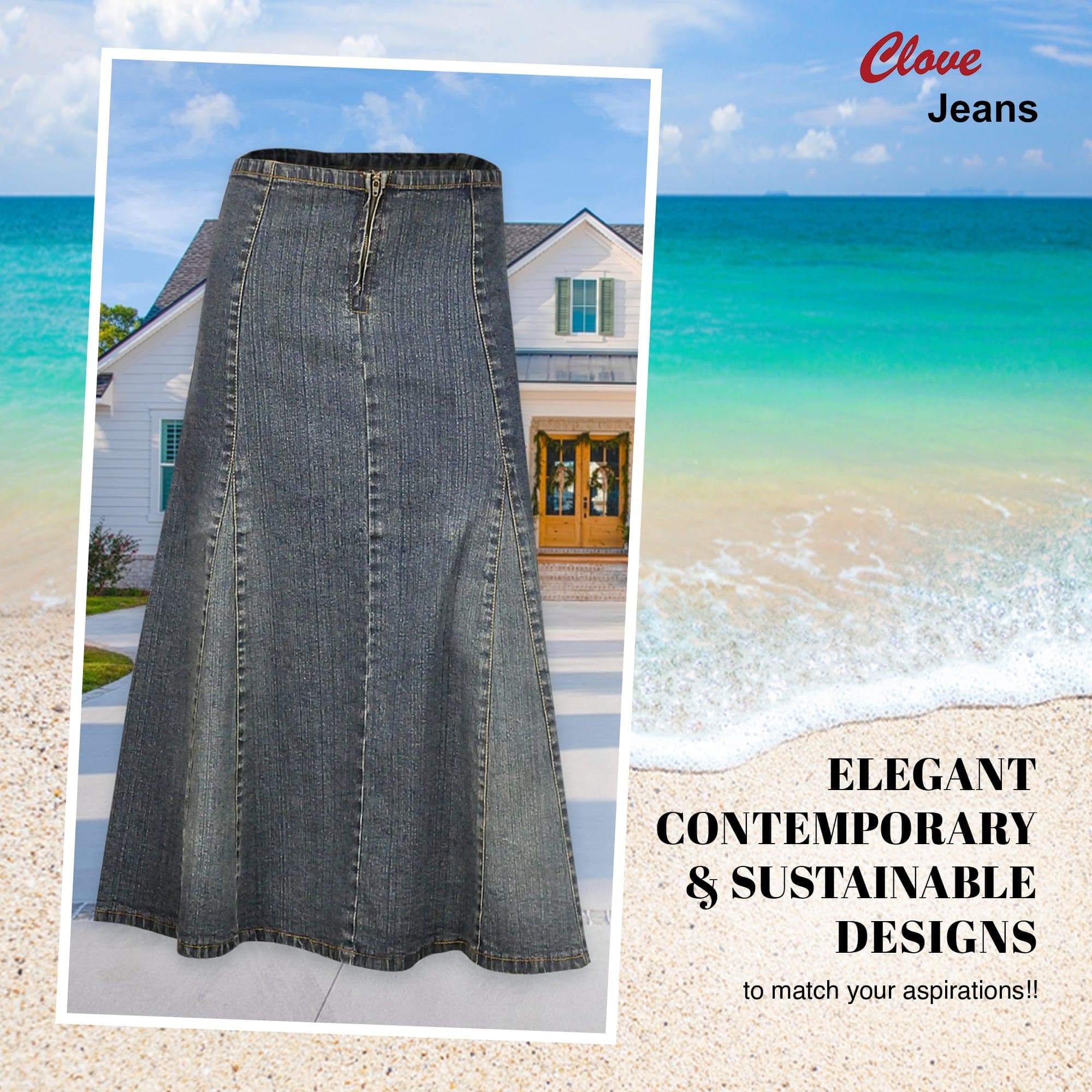 Shop A-Line Denim Midi Skirt UK | Knee Length 12-24 | Clove Jeans