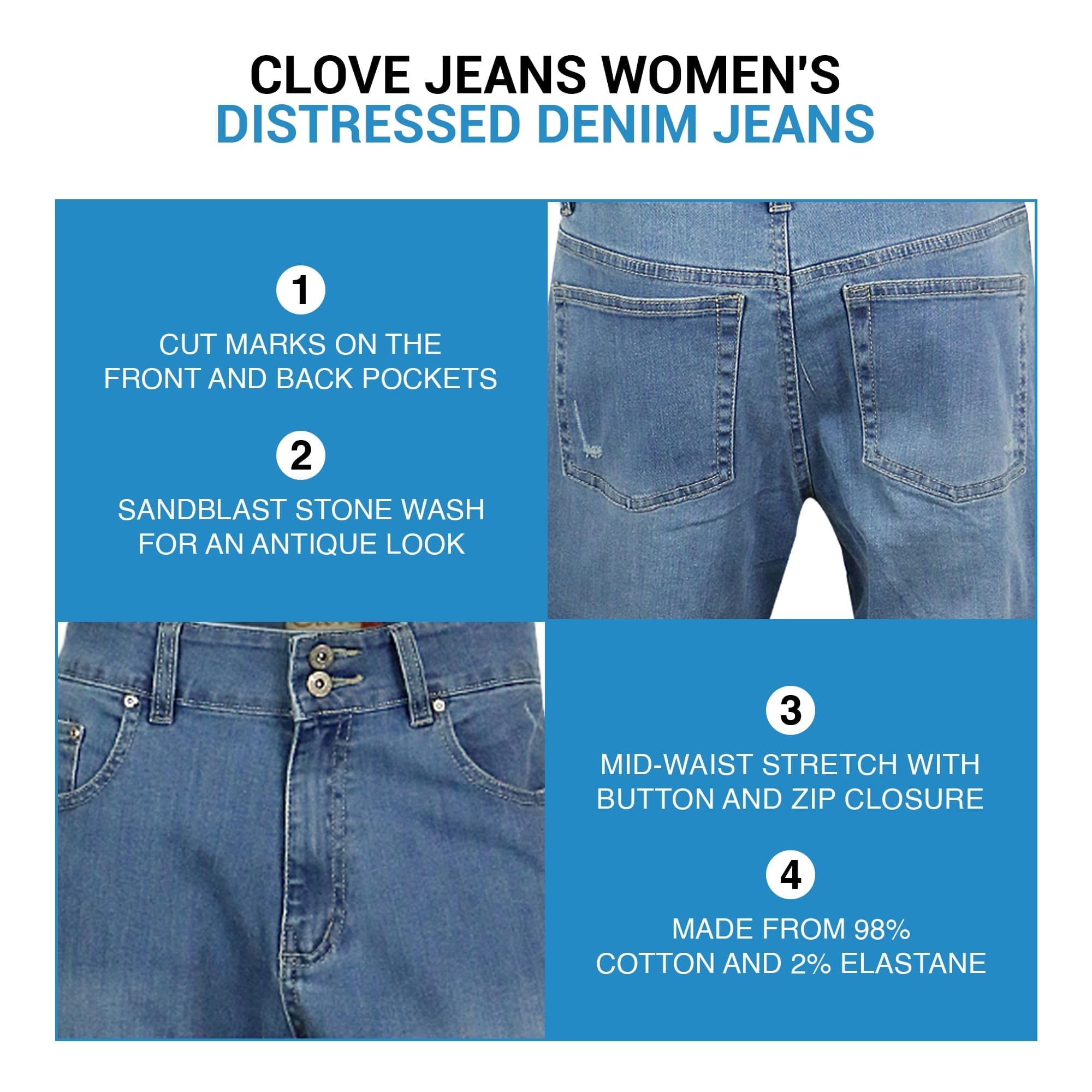 Stretch Denim Wide Leg Cargo Jeans for Women | Clove Jeans
