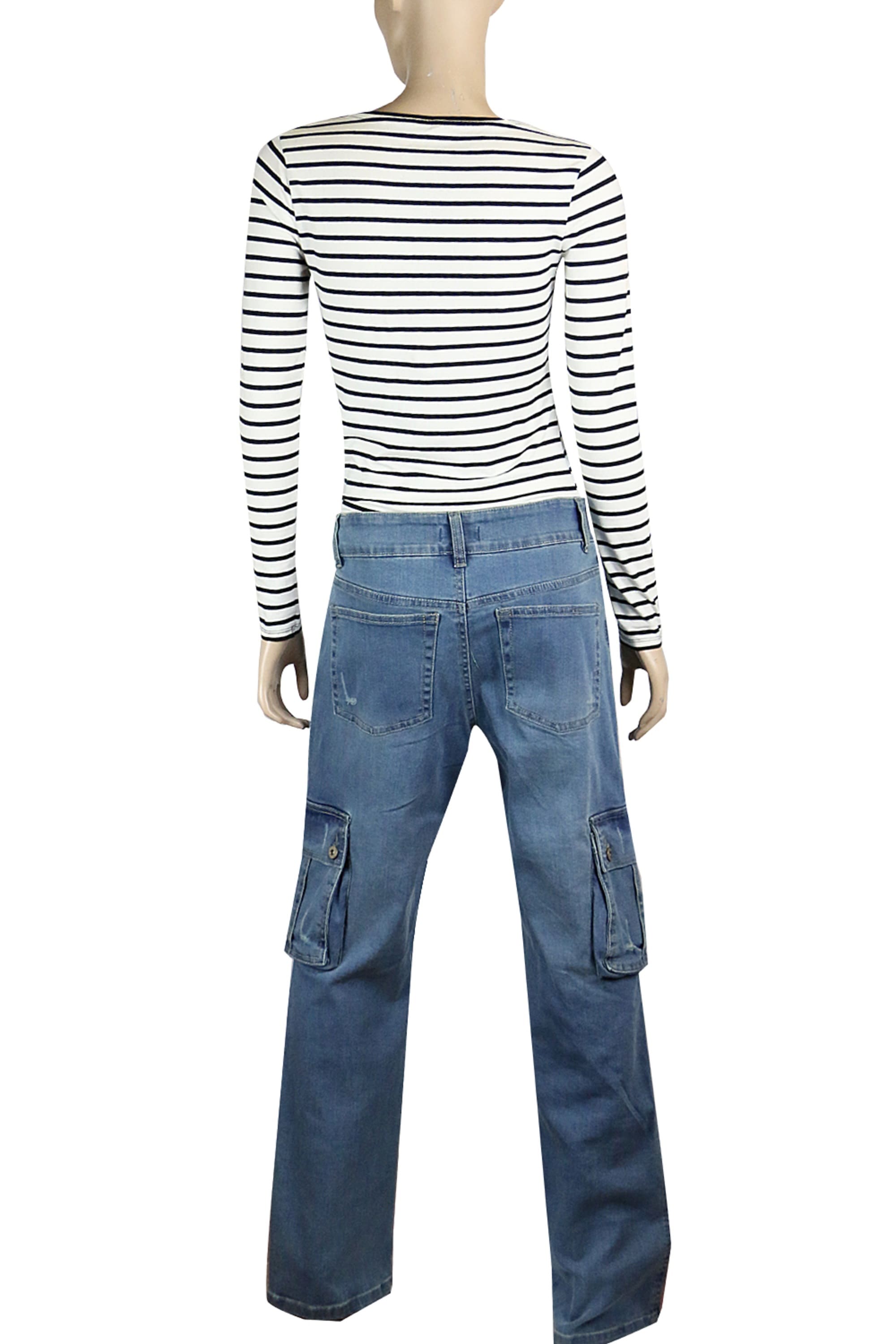 Stretch Denim Wide Leg Cargo Jeans for Women | Clove Jeans