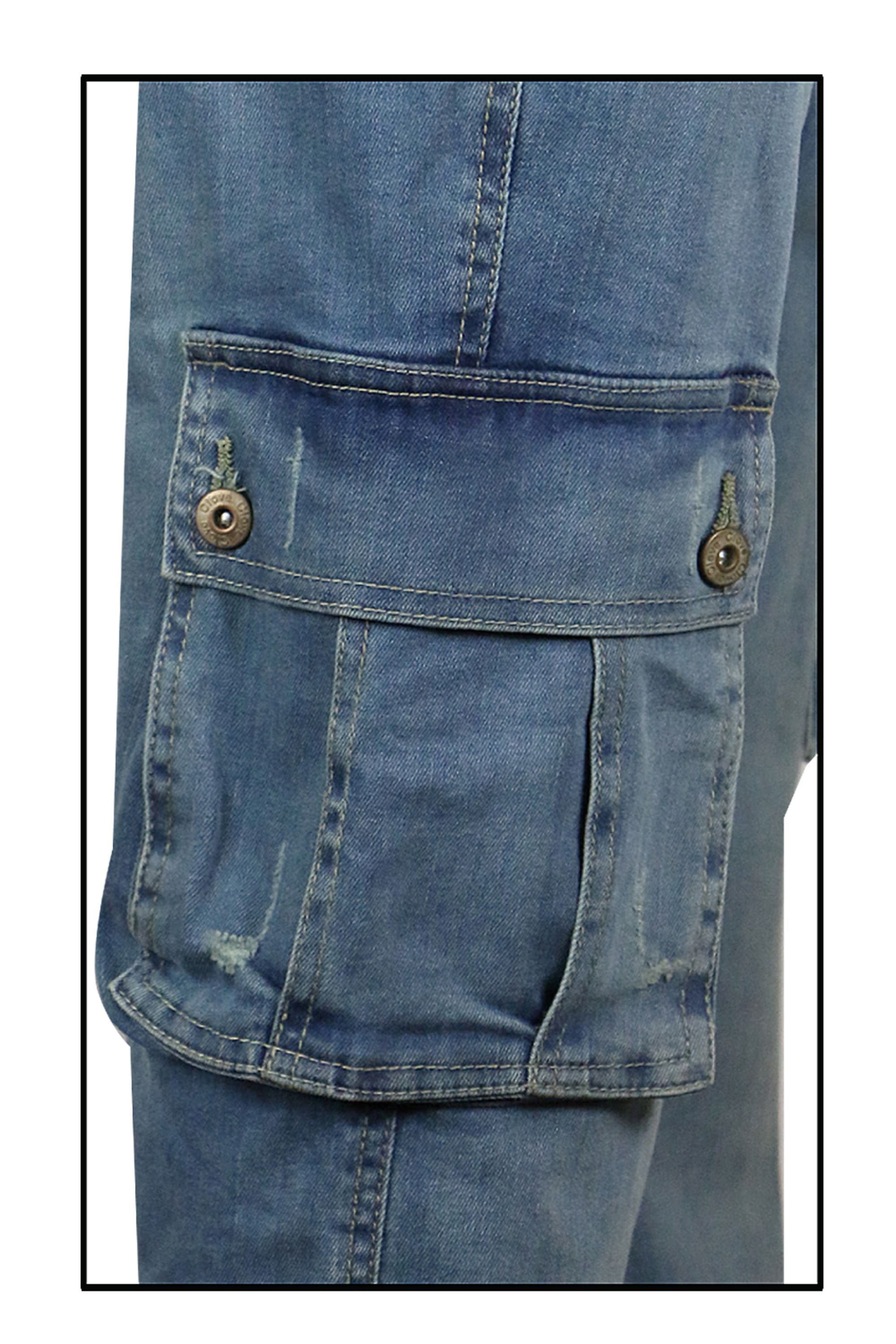 Stretch Denim Wide Leg Cargo Jeans for Women | Clove Jeans