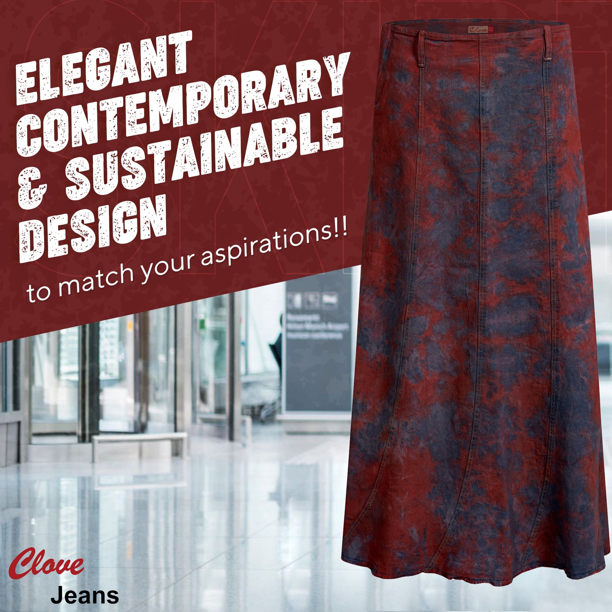 Tie Dye Maxi & Denim A-Line Skirt for Plus Size | Clove Jeans