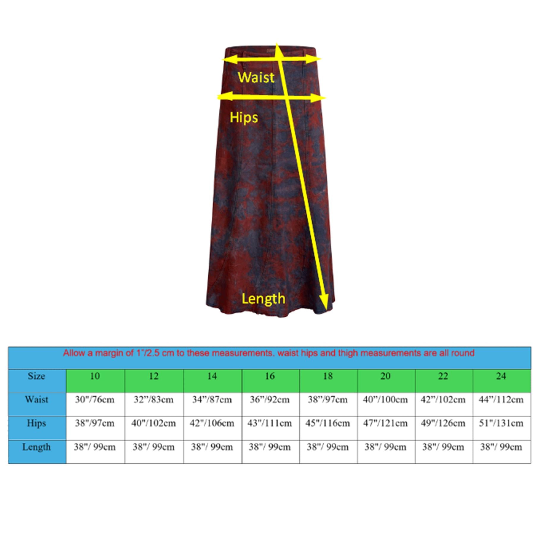 Tie Dye Maxi & Denim A-Line Skirt for Plus Size | Clove Jeans