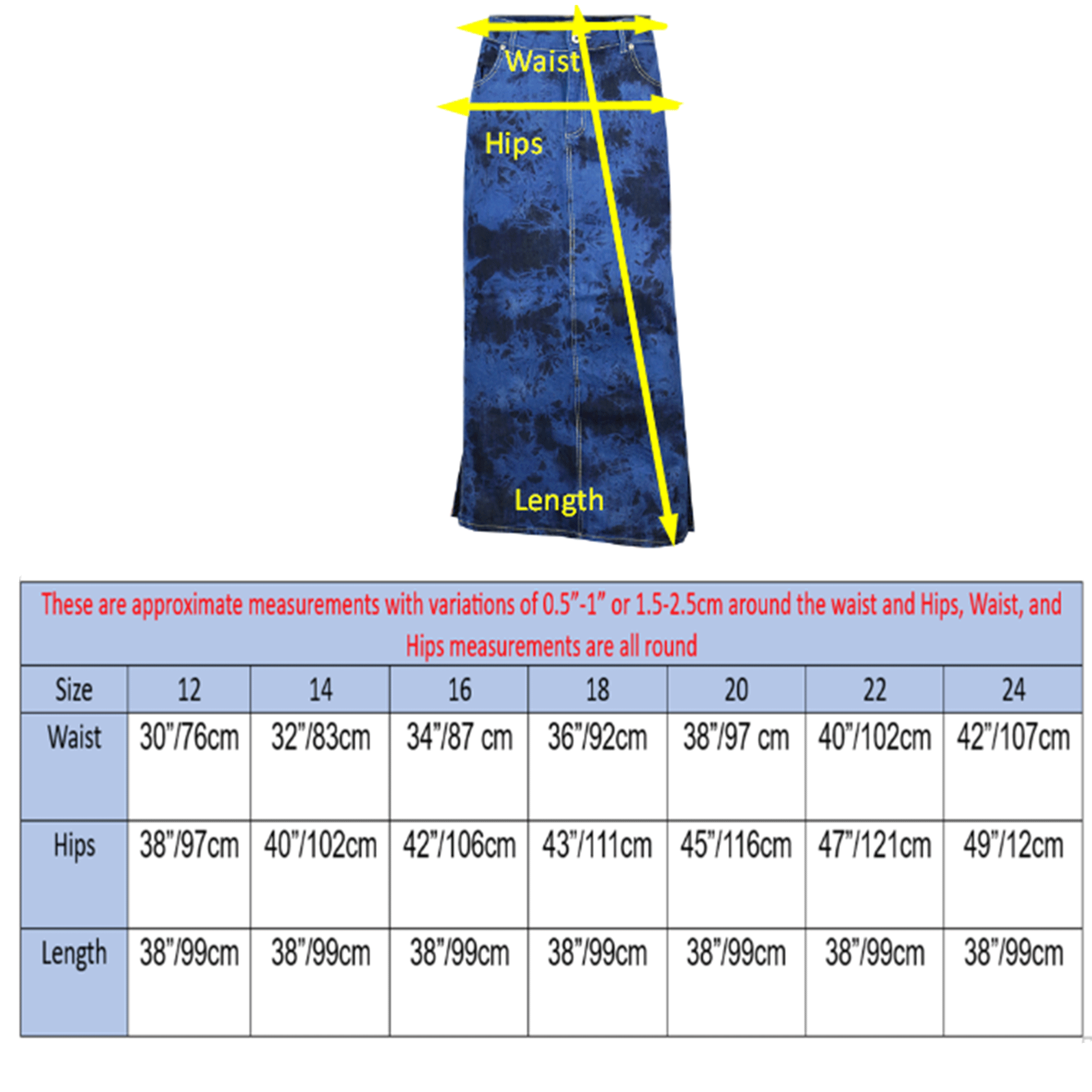 Tie-Dye Stretch Denim Long Pencil Skirt Plus Size | Clove Jeans