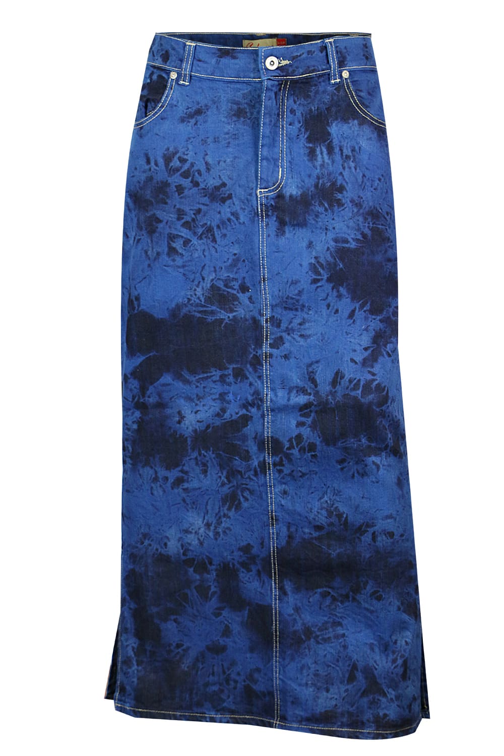 Tie-Dye Stretch Denim Long Pencil Skirt Plus Size | Clove Jeans