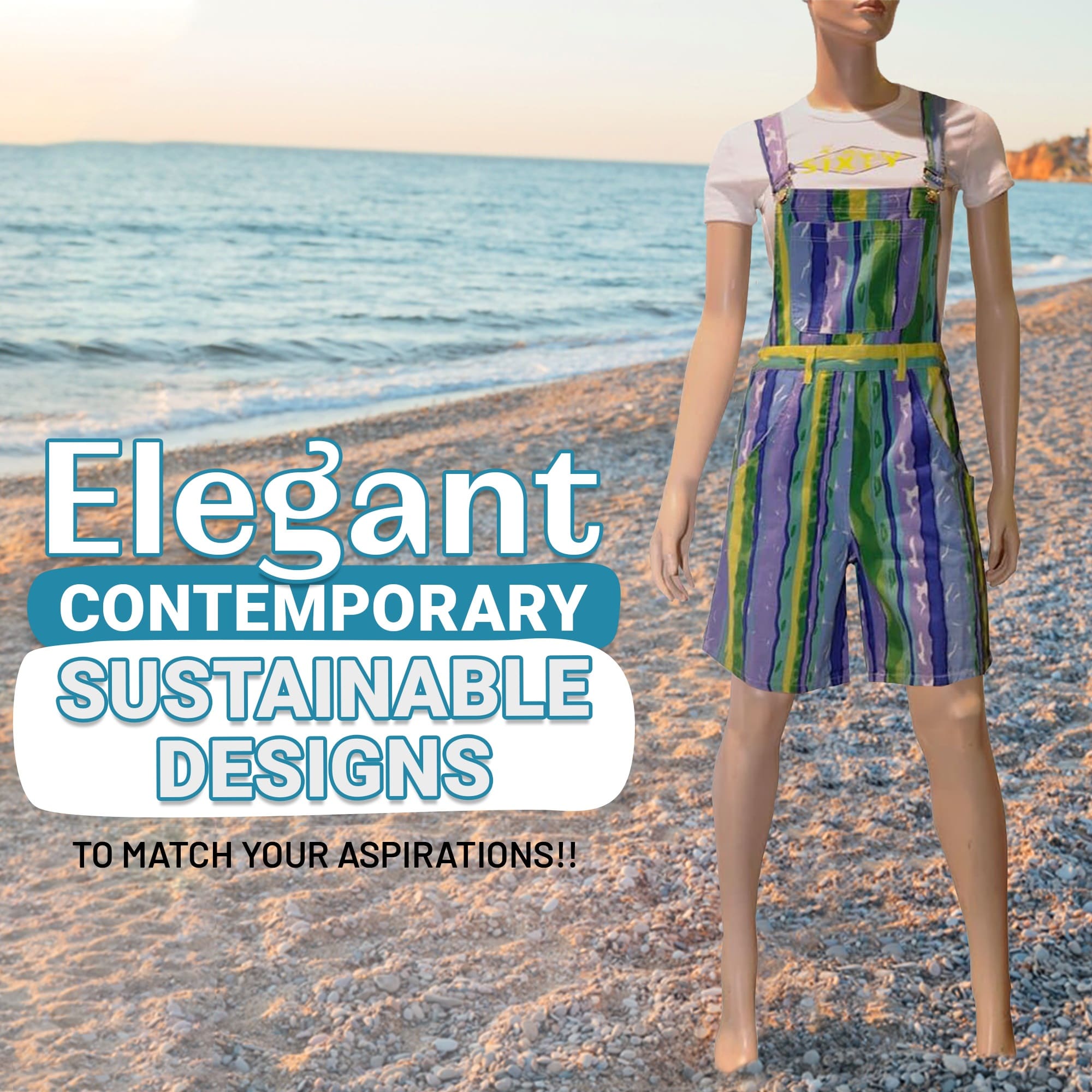 Women’s 100% Cotton Short Dungarees, Striped 10-18 | Clove Jeans