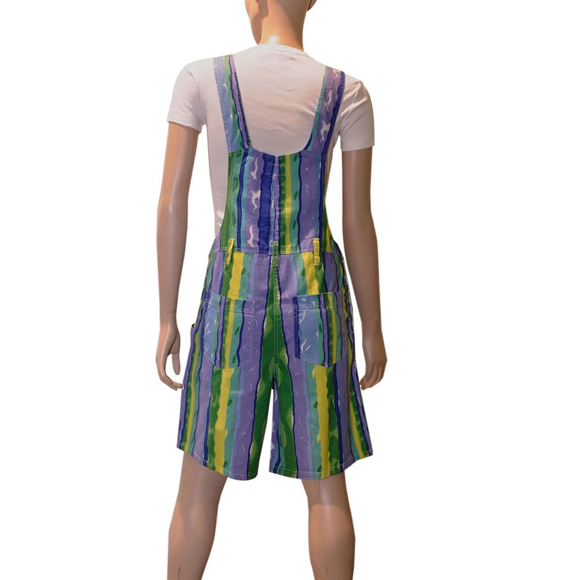 Women’s 100% Cotton Short Dungarees, Striped 10-18 | Clove Jeans