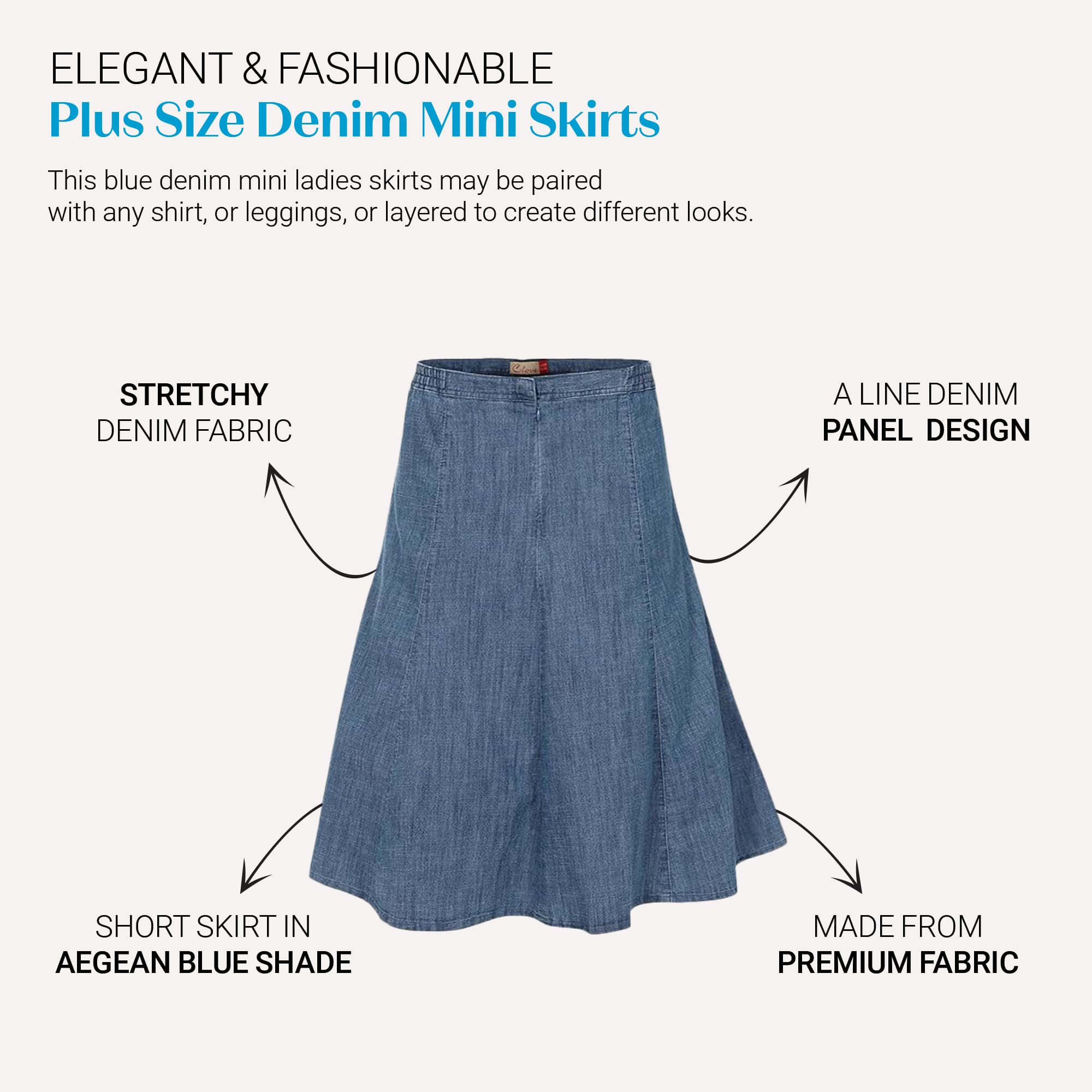 Women's A-Line Denim Skirt Below Knee 10-24 | Clove Jeans