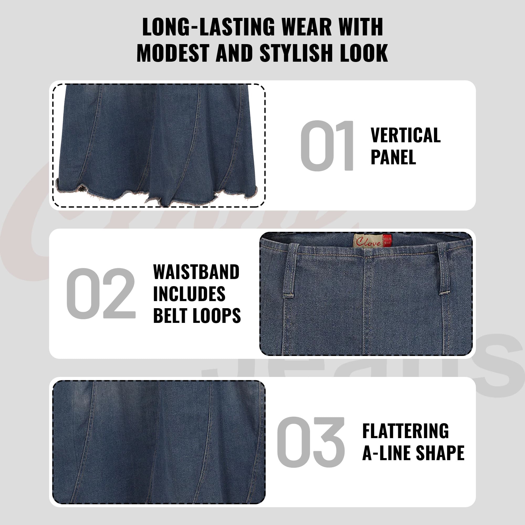 Women’s A-Line Maxi Skirts in Denim & Plus Size | Clove Jeans