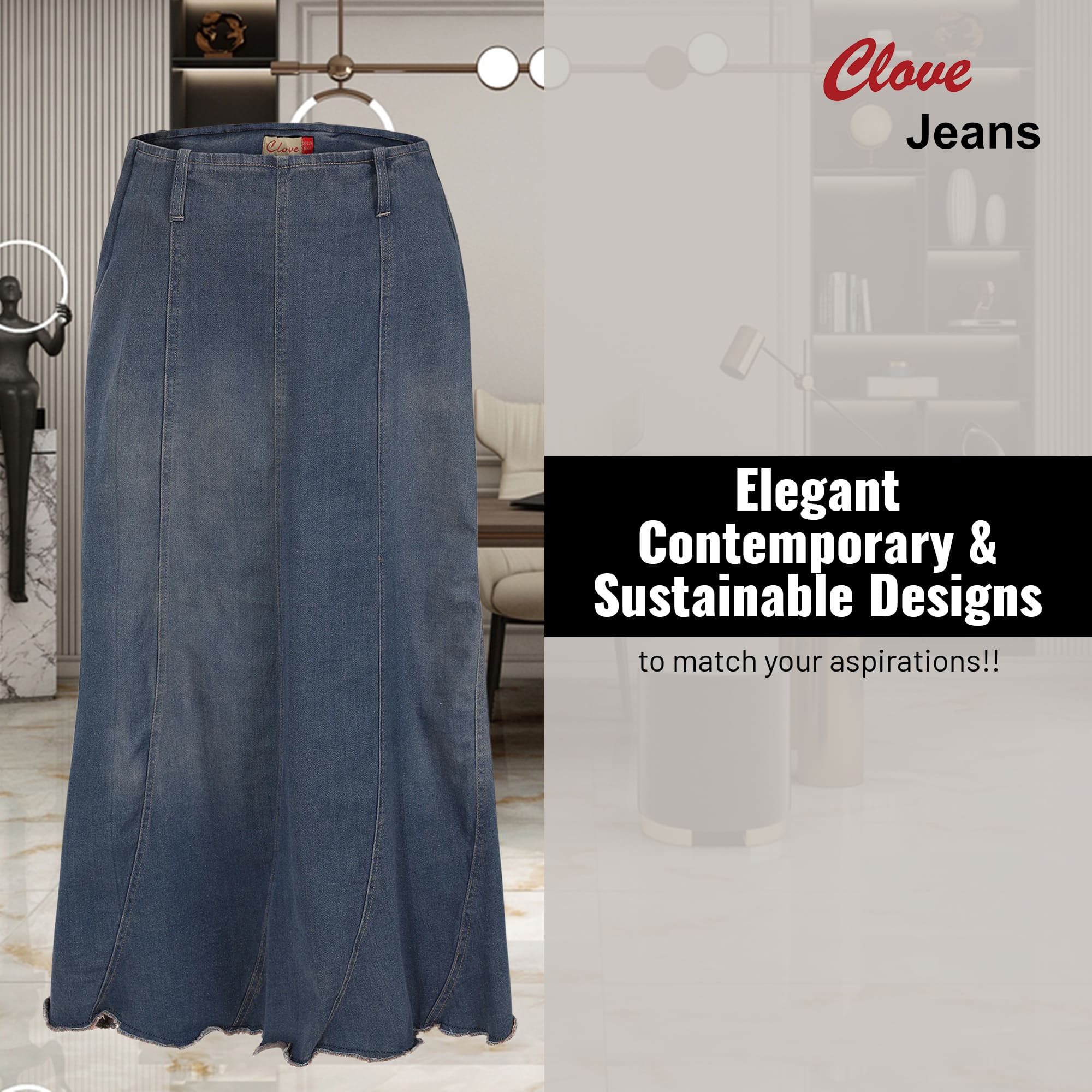 Women’s A-Line Maxi Skirts in Denim & Plus Size | Clove Jeans