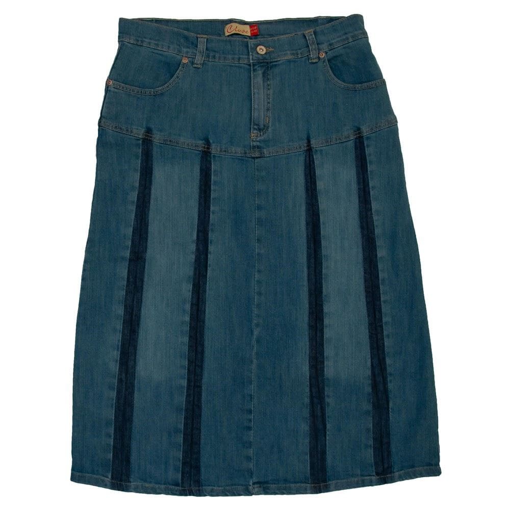 Women’s A-Line Pleated Denim Midi Skirt, Plus Size | Clove Jeans