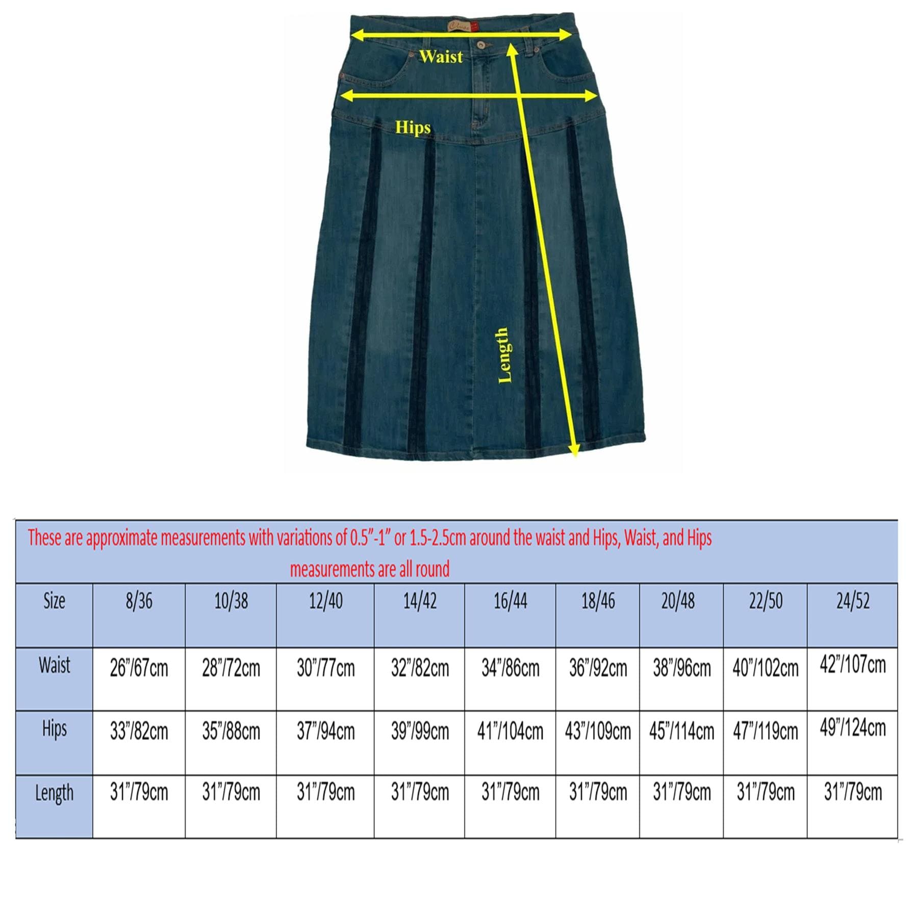 Women’s A-Line Pleated Denim Midi Skirt, Plus Size | Clove Jeans